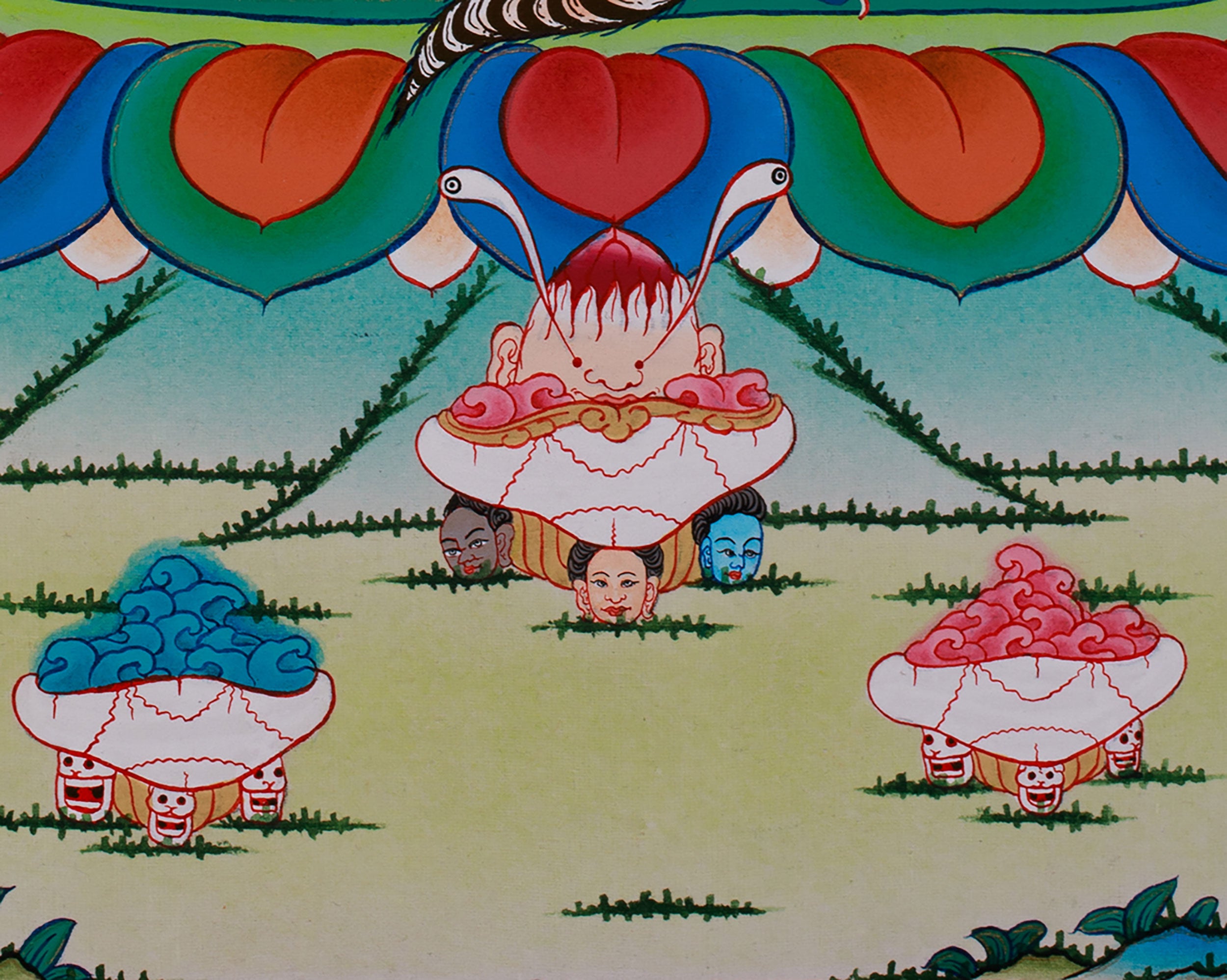 Four Armed Mahakala Thangka With Consort | Wrathful Dharmapala Wall Art