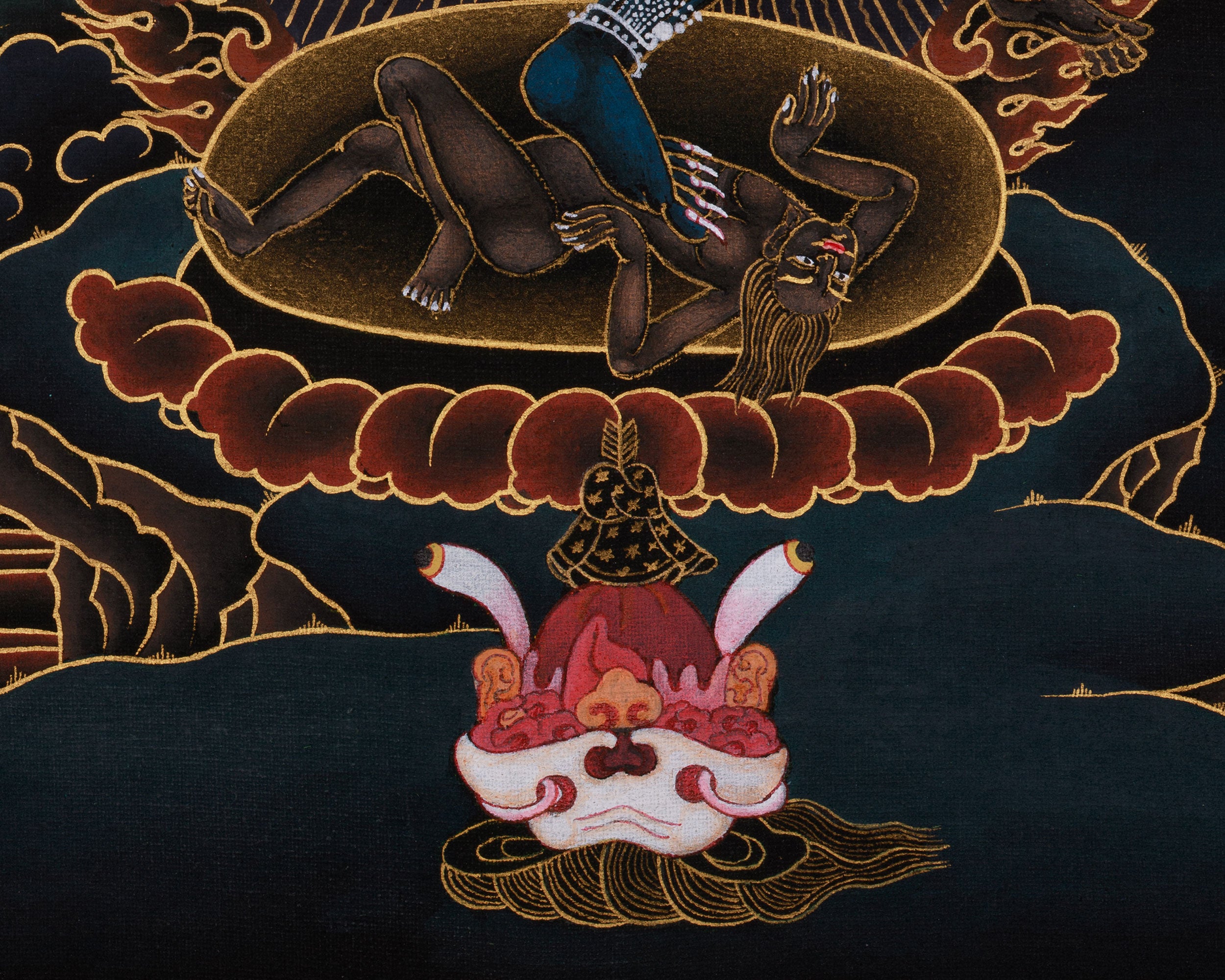 Dharma Protector Simhamukha Thangka | Wrathful Dakini | Nakthang Style