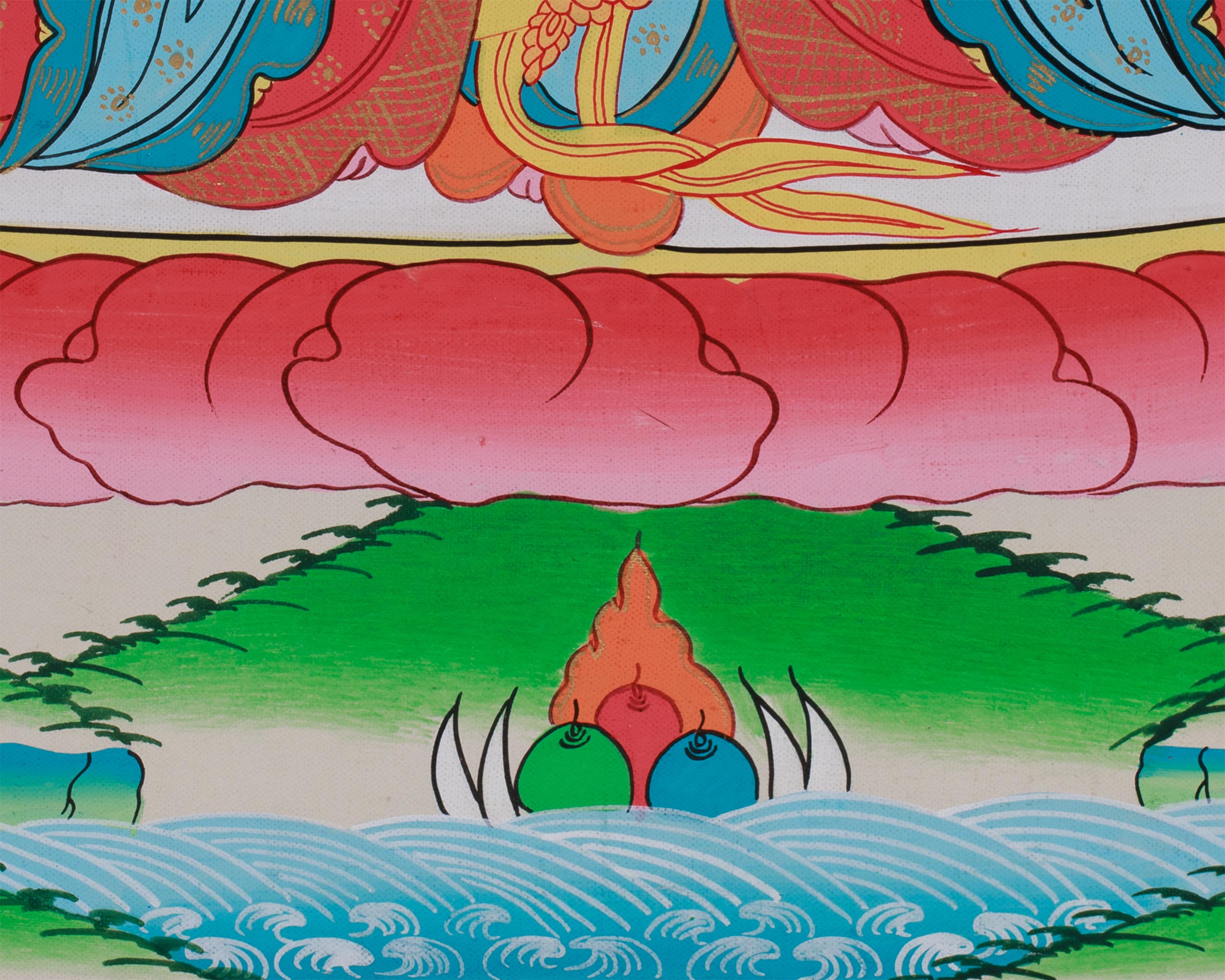 Manjushri Wall Hanging Thangka | Hand-Painted Tibetan Buddhist Art