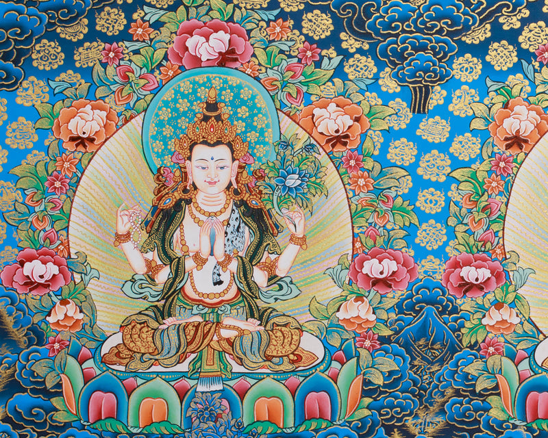 Historical Pure land Buddha Amitabha Thangka | Exclusive Painting of Compassion and Enlightenment | Gold-Enhanced Art