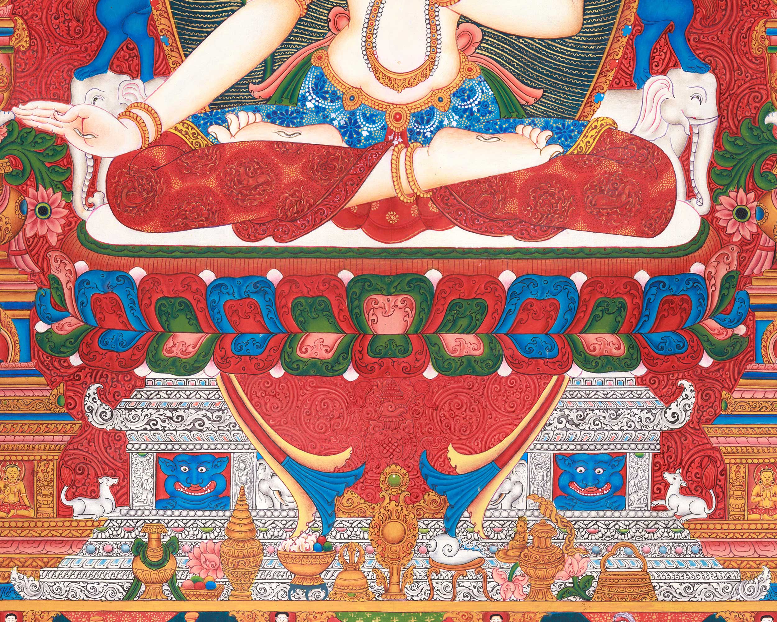 Tara's Radiant Duality: Green Tara and White Tara - Traditional Newari Buddhist Art