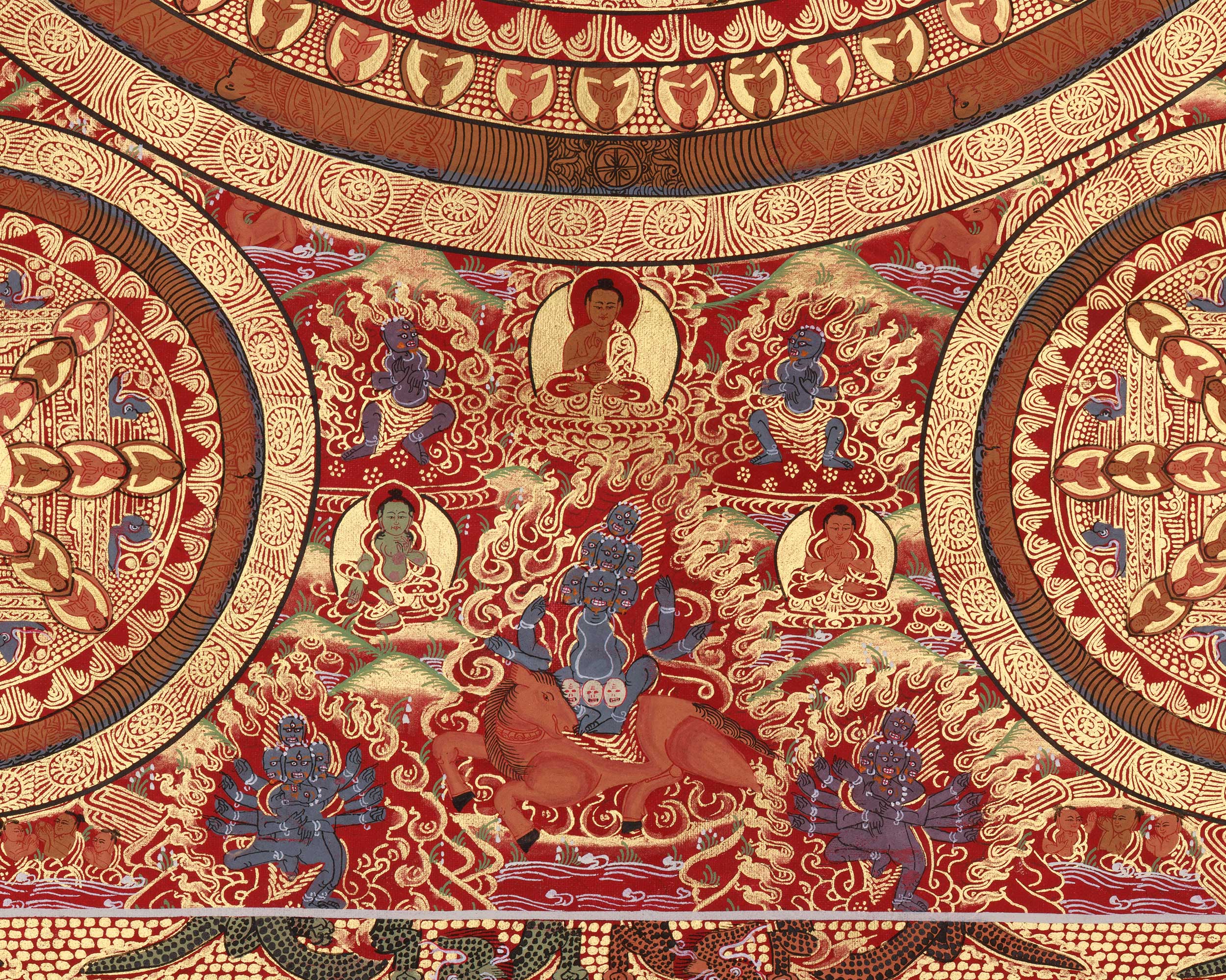 Shakyamuni Buddha Mandala Painting | A Sacred Thangka of Enlightenment and Cosmic Order
