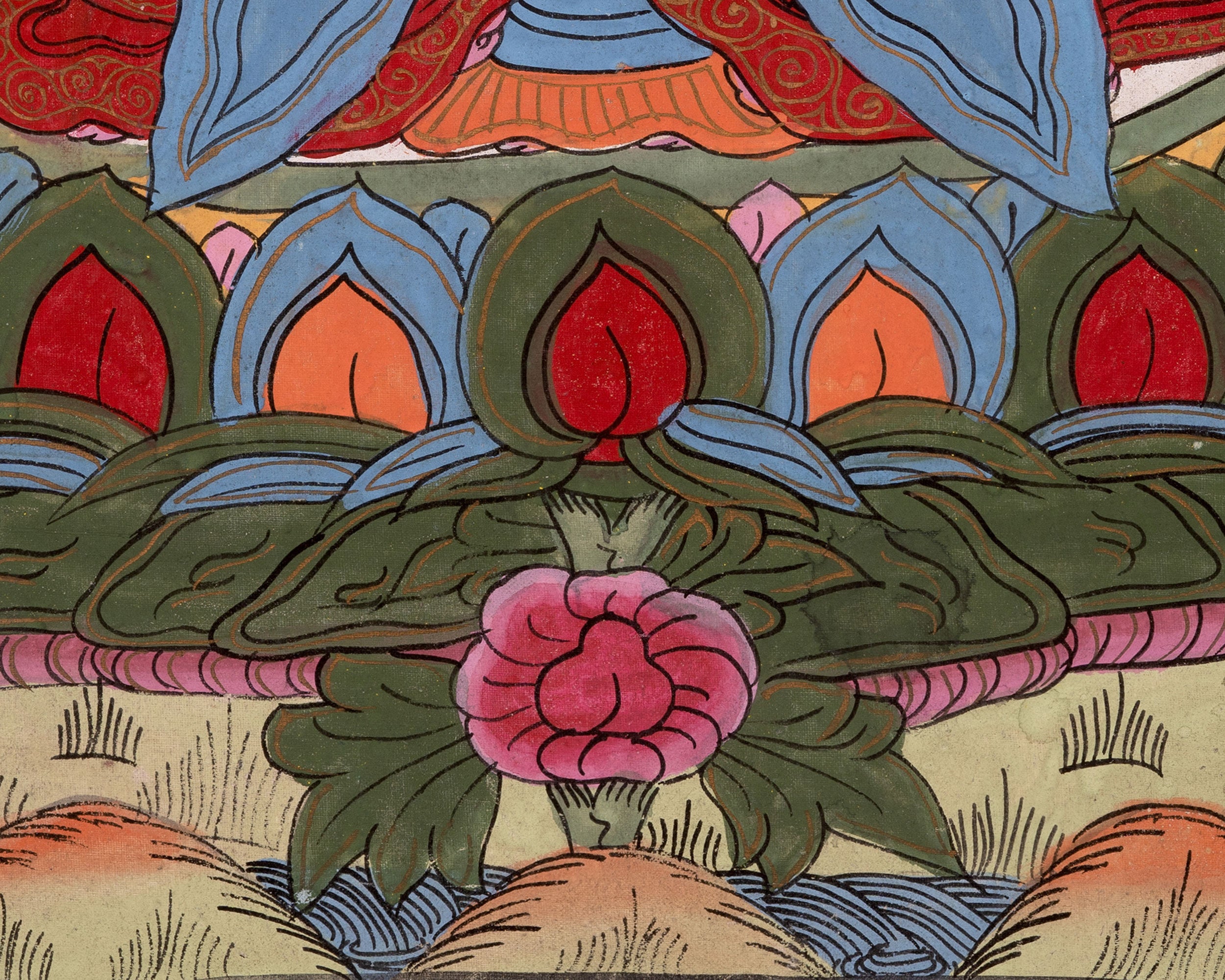 Vintage Amitayus Buddha Thangka | Tibetan Longevity Deity Artwork