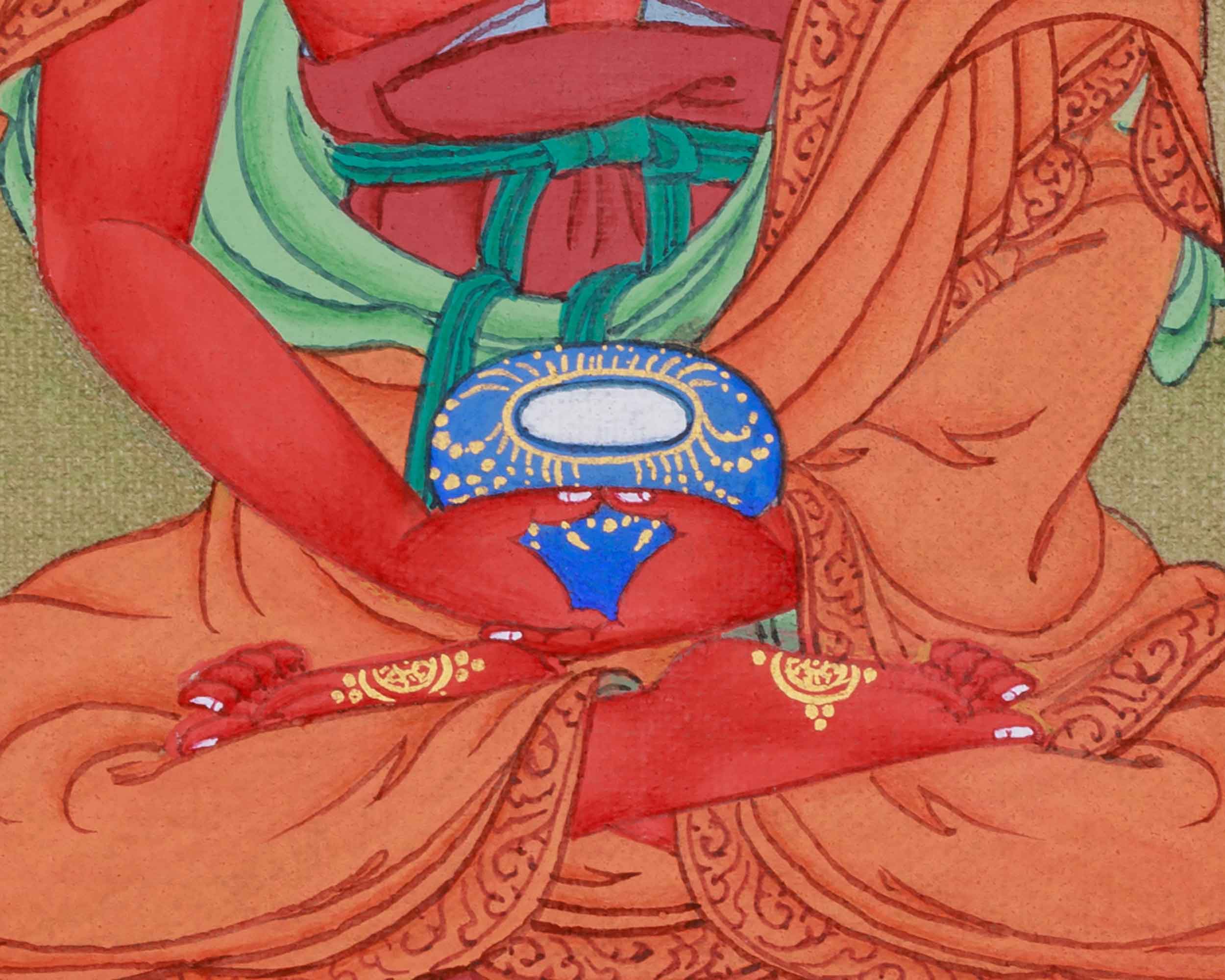 Red Amitabha Buddha Painting | Symbolizing Infinite Light, Compassion, and the Pure Land