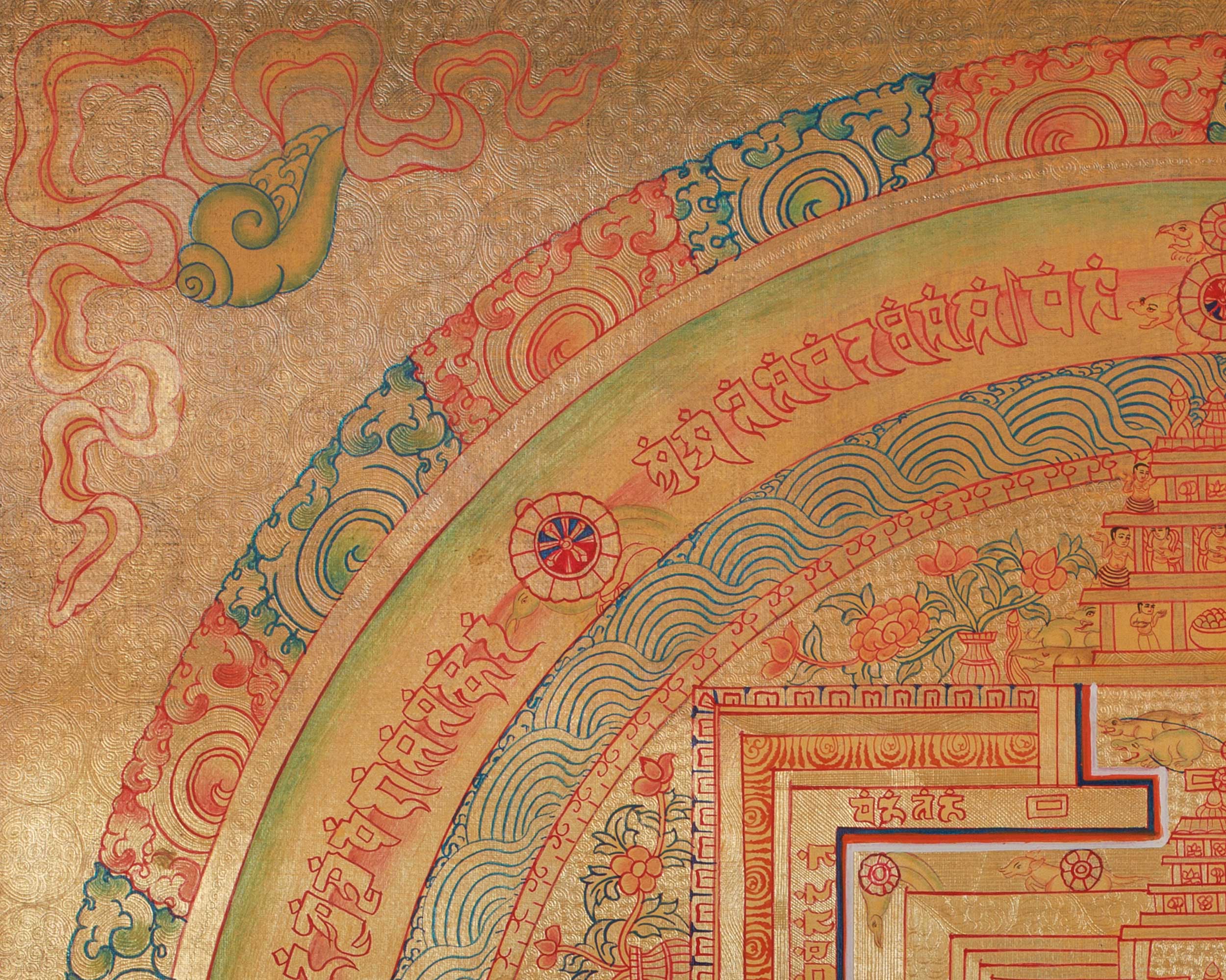 Handmade Kalachakra Mandala Thangka in Gold | Ritual & Meditation Art