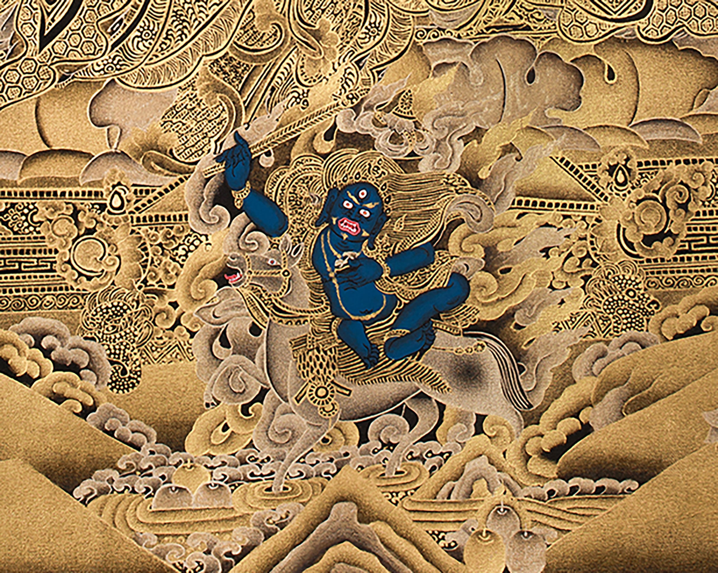 Eight Manifestations of Guru Rinpoche Thangka | Radiant Gold Thangka of the Supreme Tantric Master