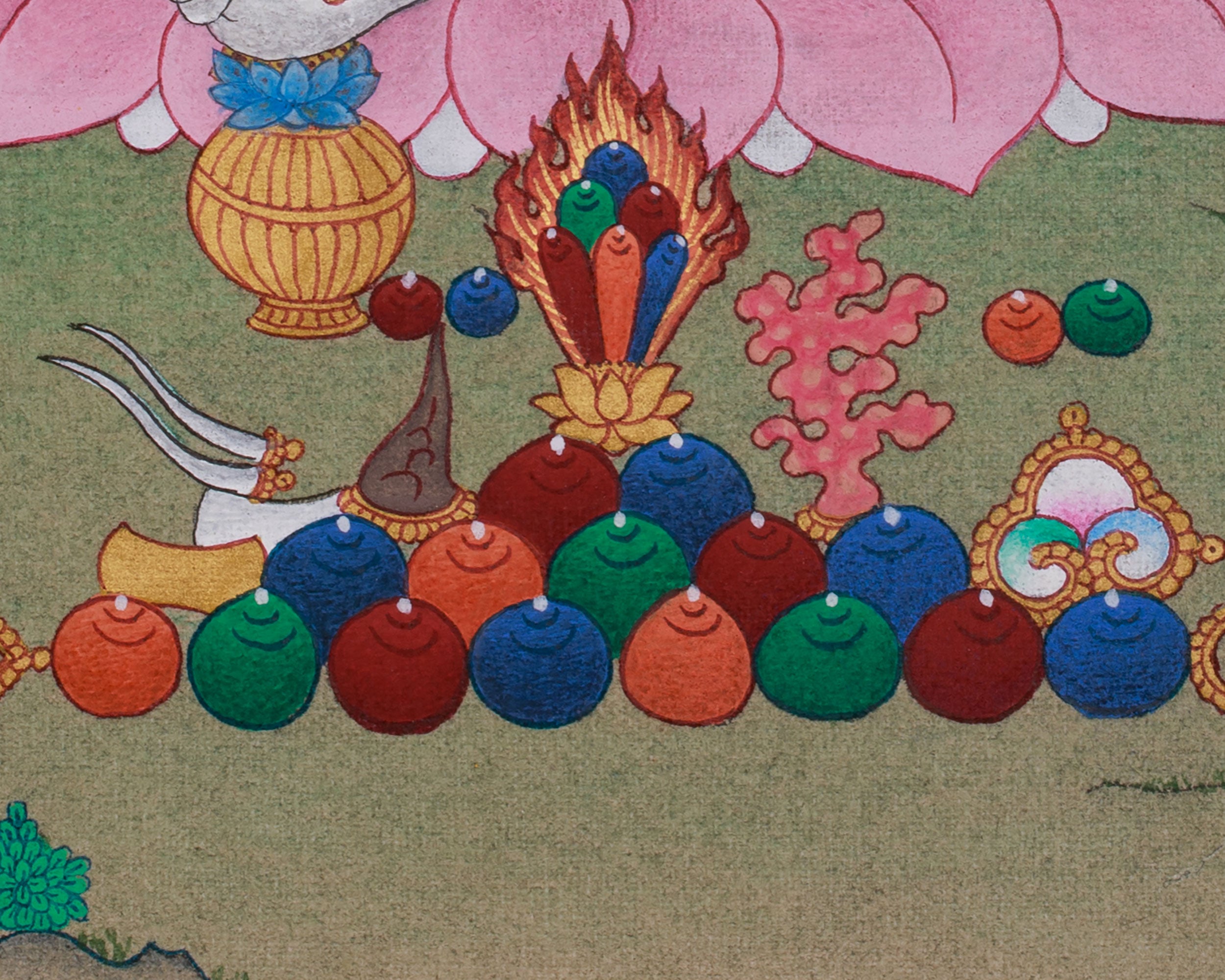 Original Thangka of Yellow Dzambhala | Buddha of Wealth and Prosperity