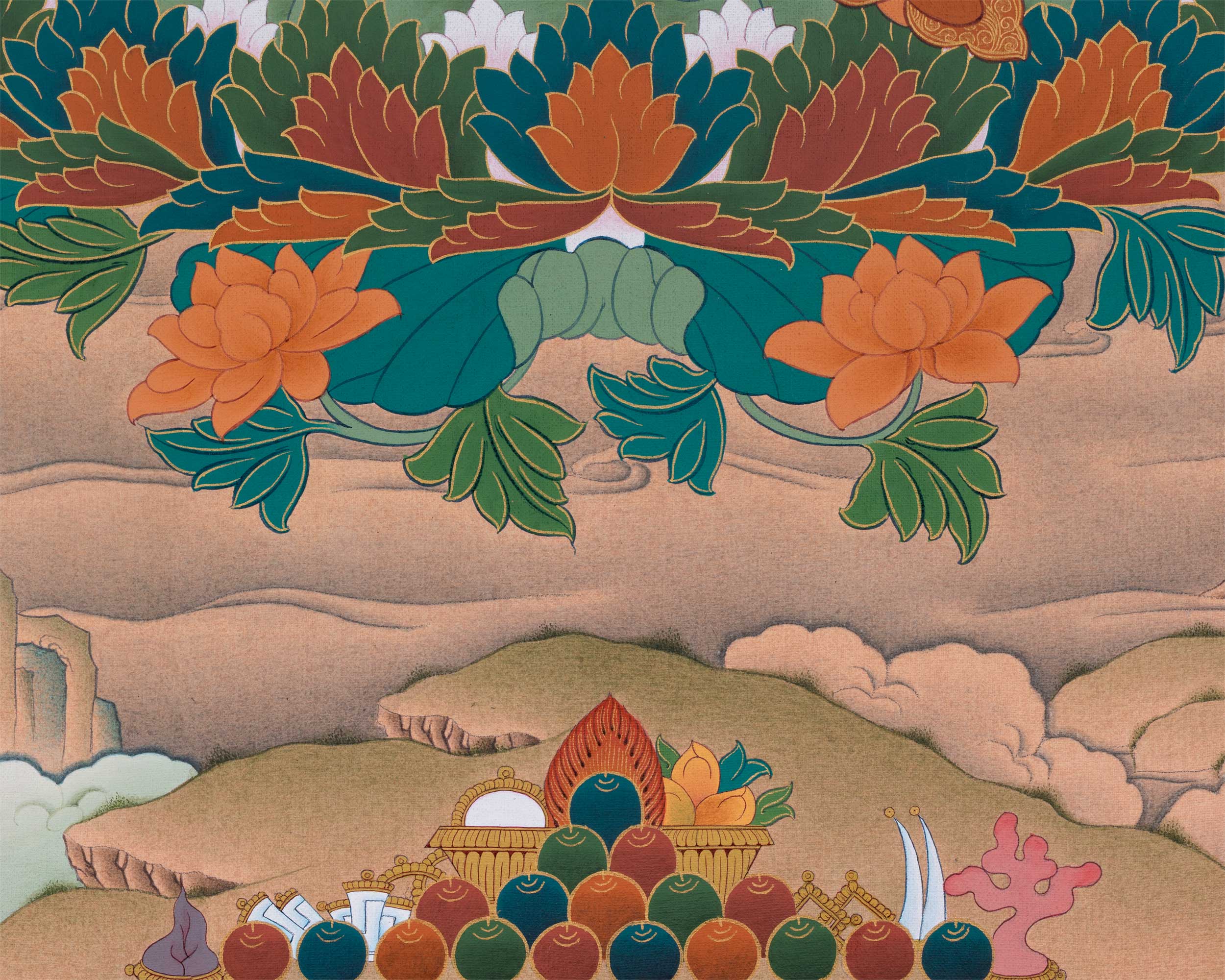 Thangka Print Of Lotus-Born Master | Guru Rinpoche Canvas Art | Digital Artwork For Padmasambhava Thangka