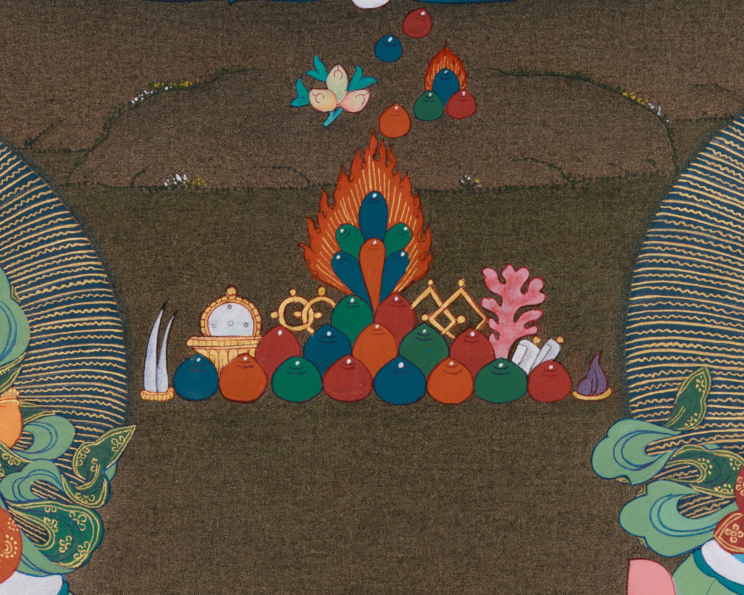 Namtoshe Buddha Thangka | Featuring Dzambhala and Vasundhara