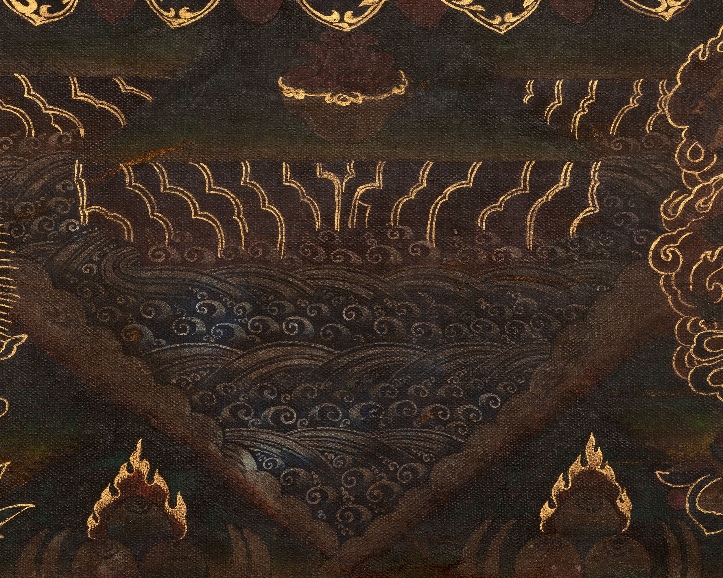 6-Armed Dharmapala Mahakala | Vintage Tibetan Thangka Painting