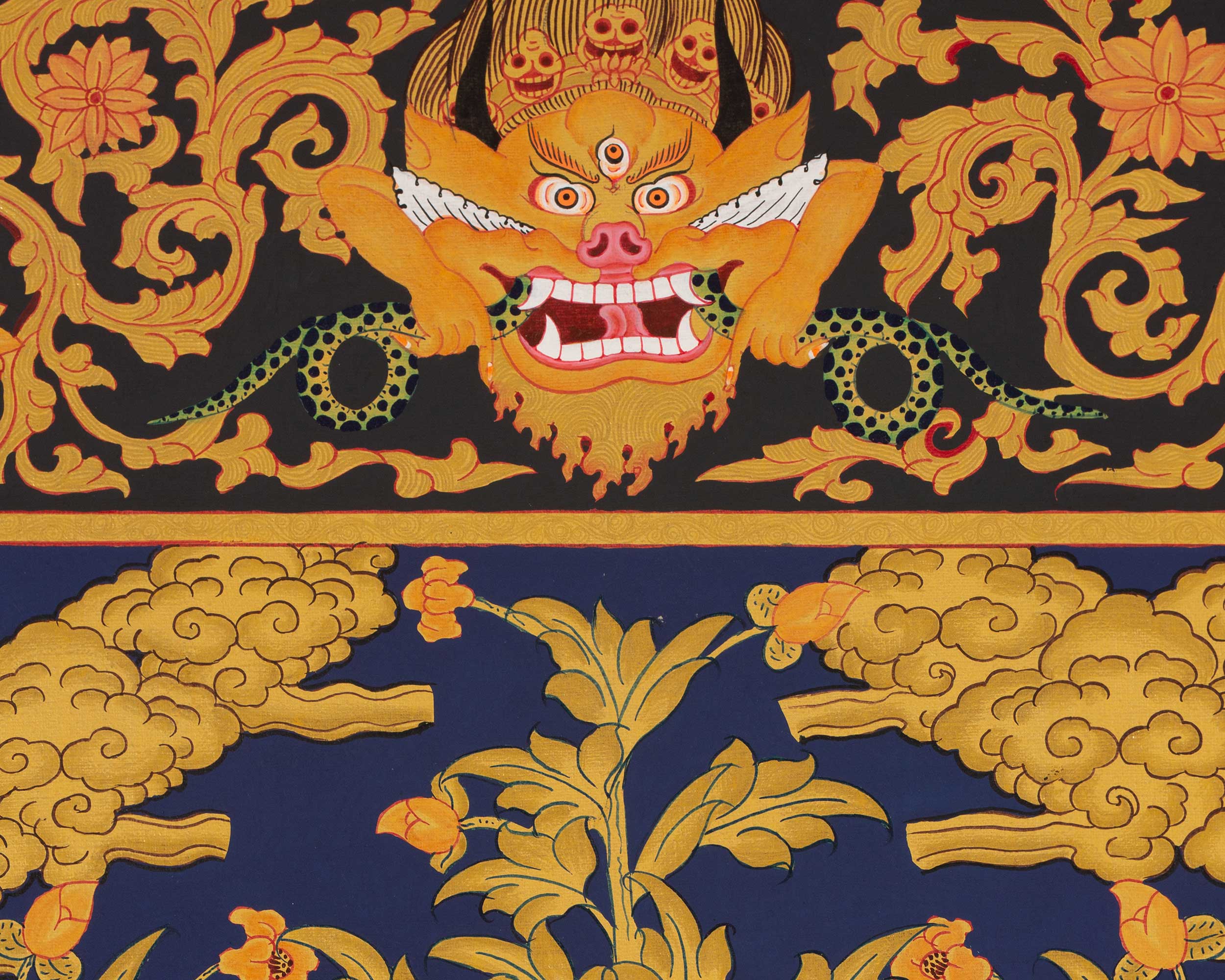 Shakyamuni Buddha Gold Thangka | Religious Tibetan Paint | Wall Decors