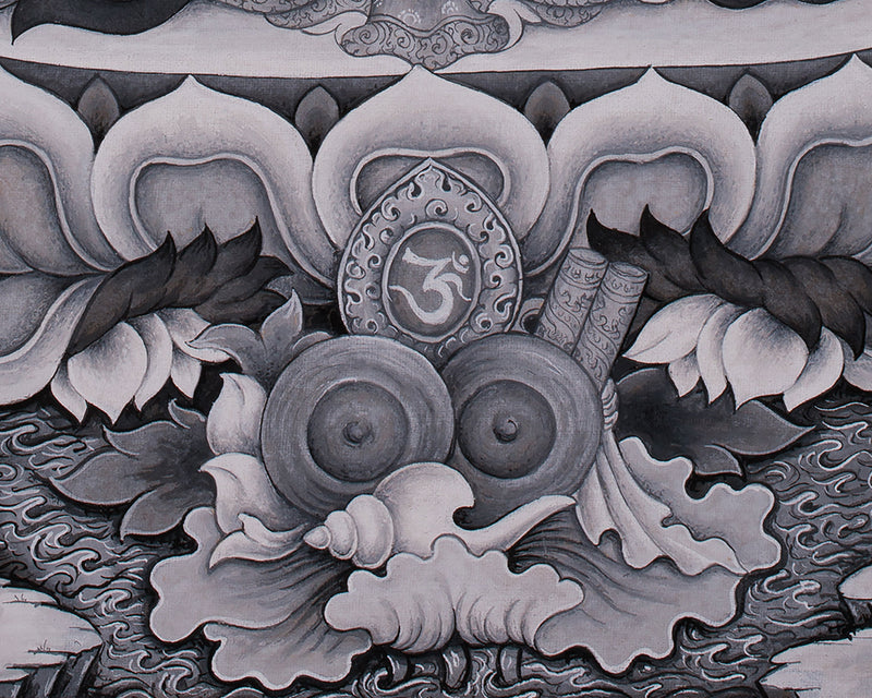 Black and White Vajrasattva Consort Painting | Traditional Paubha Artistry