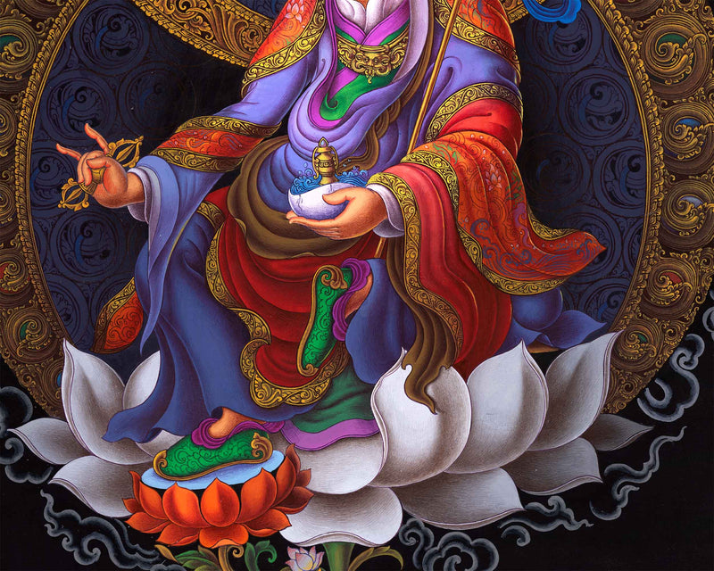 Guru Rinpoche The Lotus Bron Master Of Tibetan Buddhism | Master Padmasambhava Depicted On Traditional Paubha Print