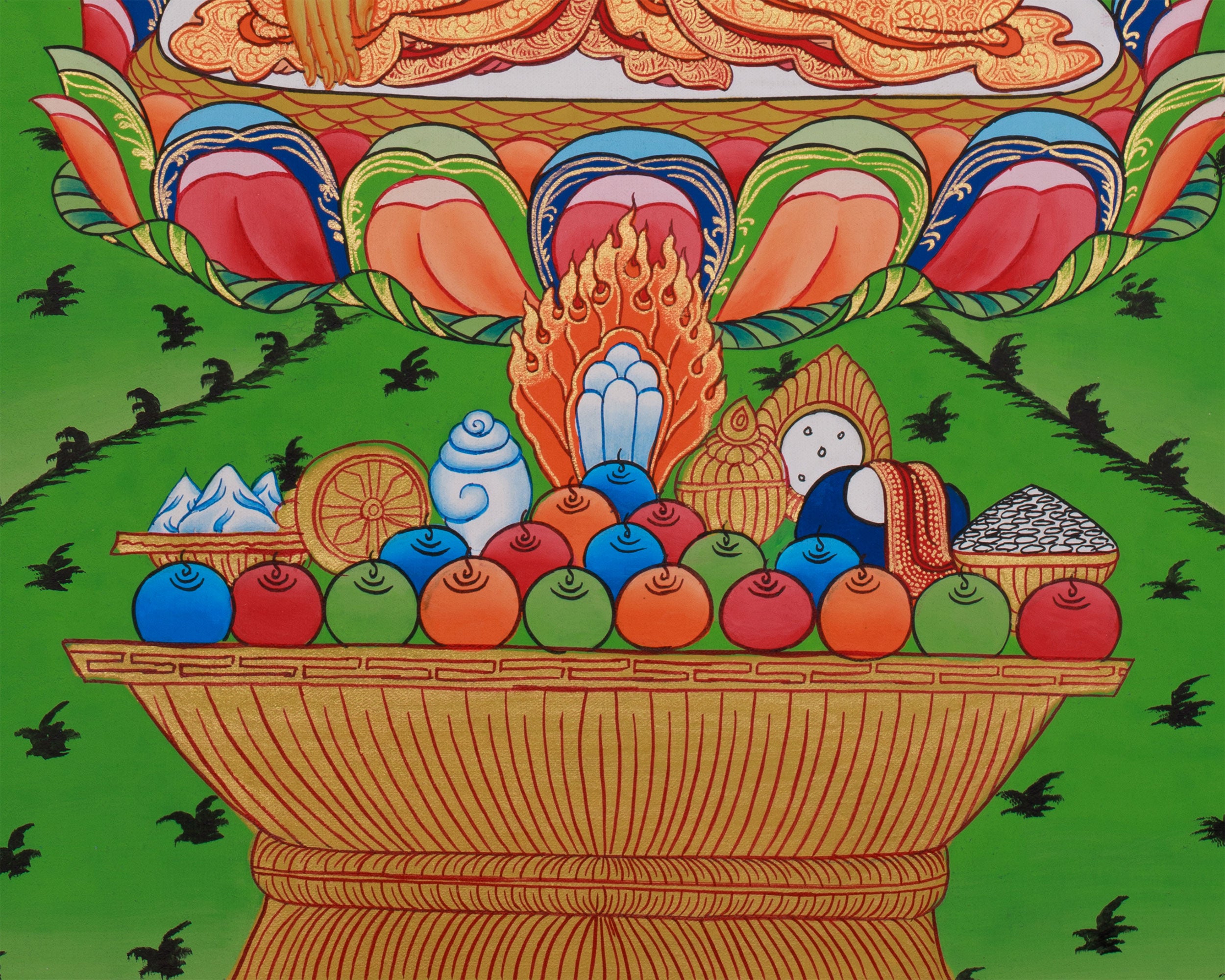 Traditional Buddha Shakyamuni Art | Enlightened One with Guru Rinpoche and Chenrezig