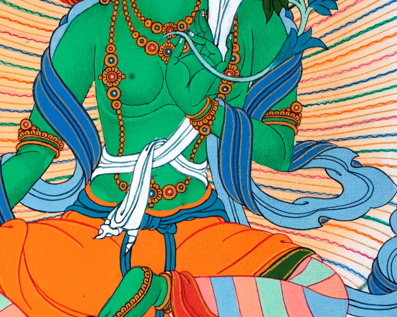 Empower Your Spiritual Journey With Green Tara | Sacred Hanpainted Thangka