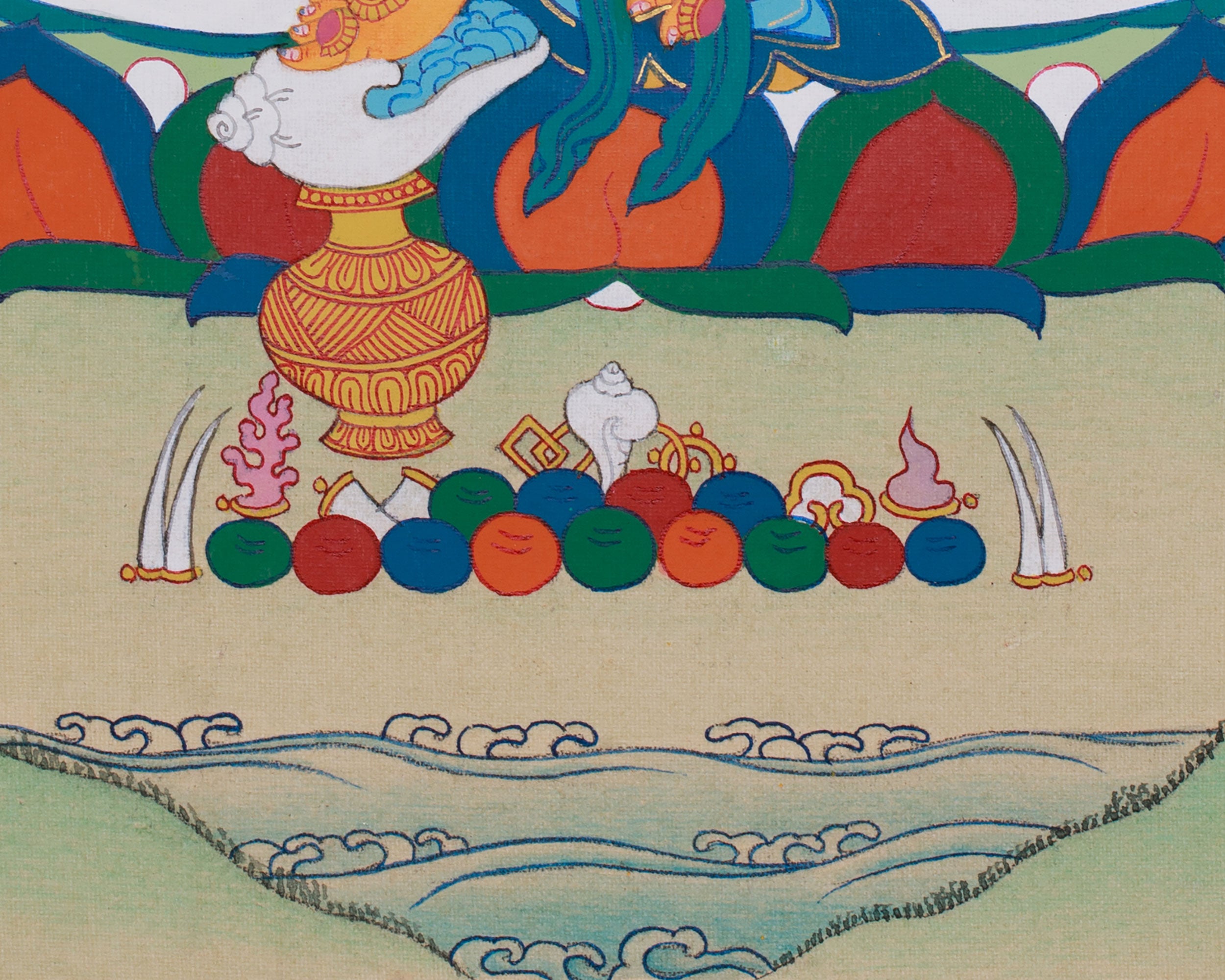 Sacred 12-Inch Dzambhala Thangka | The Tibetan God of Wealth, Fortune, and Generosity