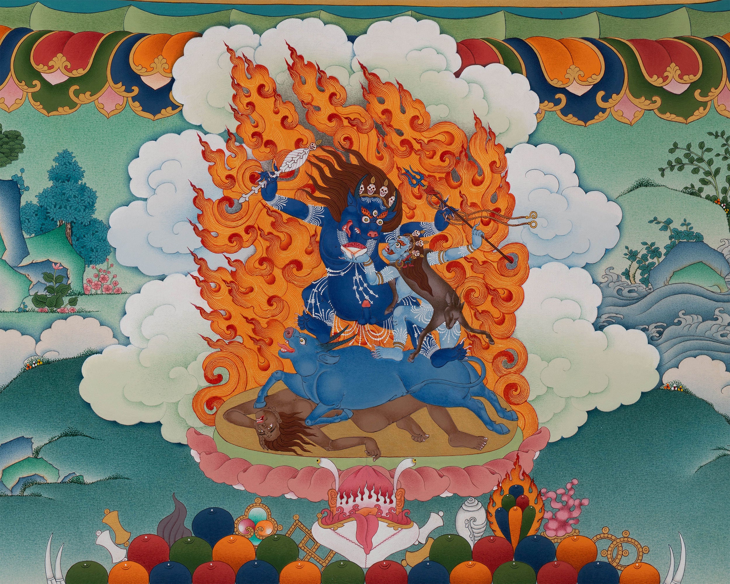 Yamantaka with Others | High Quality Thangka Print