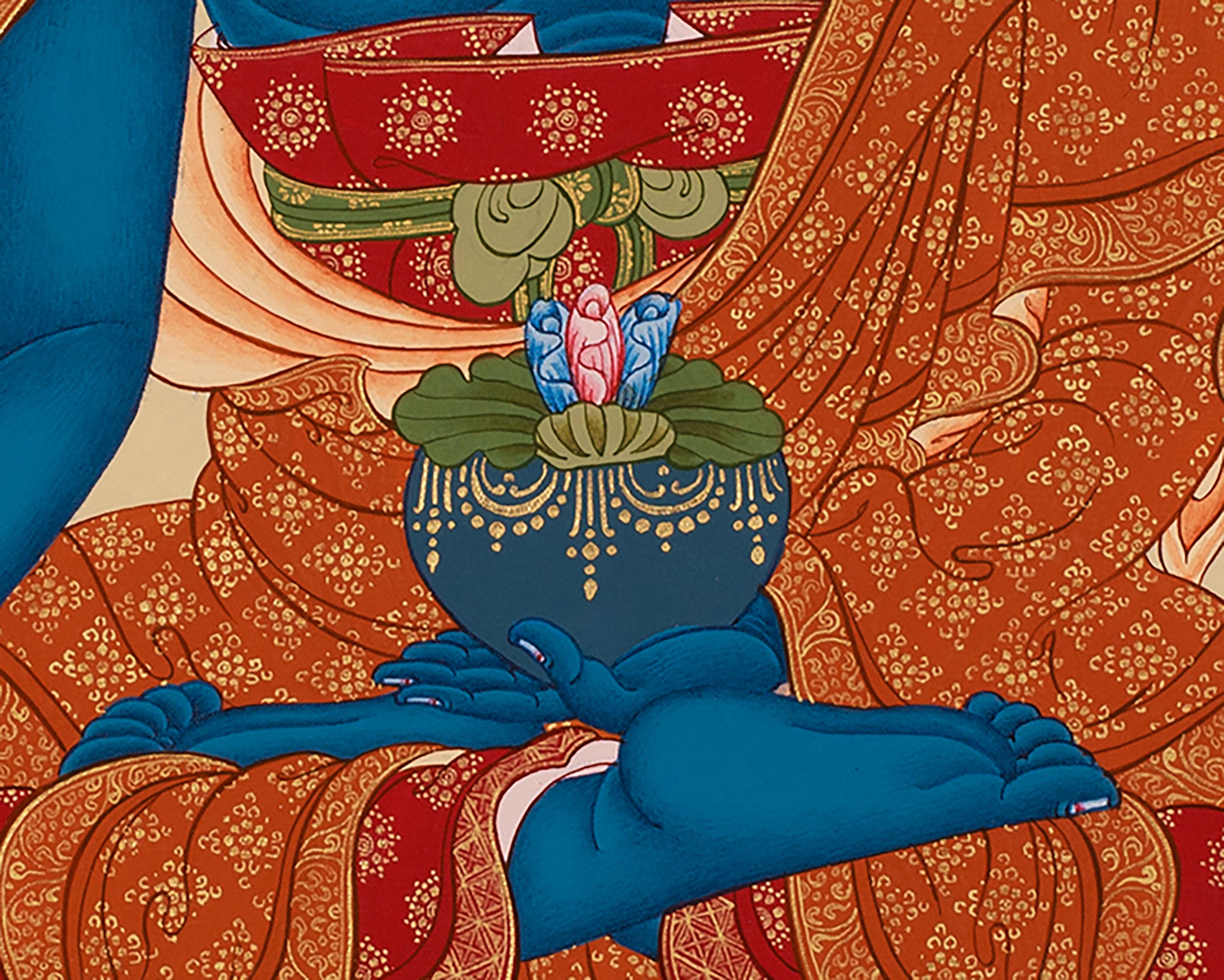 Blue Buddha Thangka | Tibetan Medicine Buddha for Healing & Protection