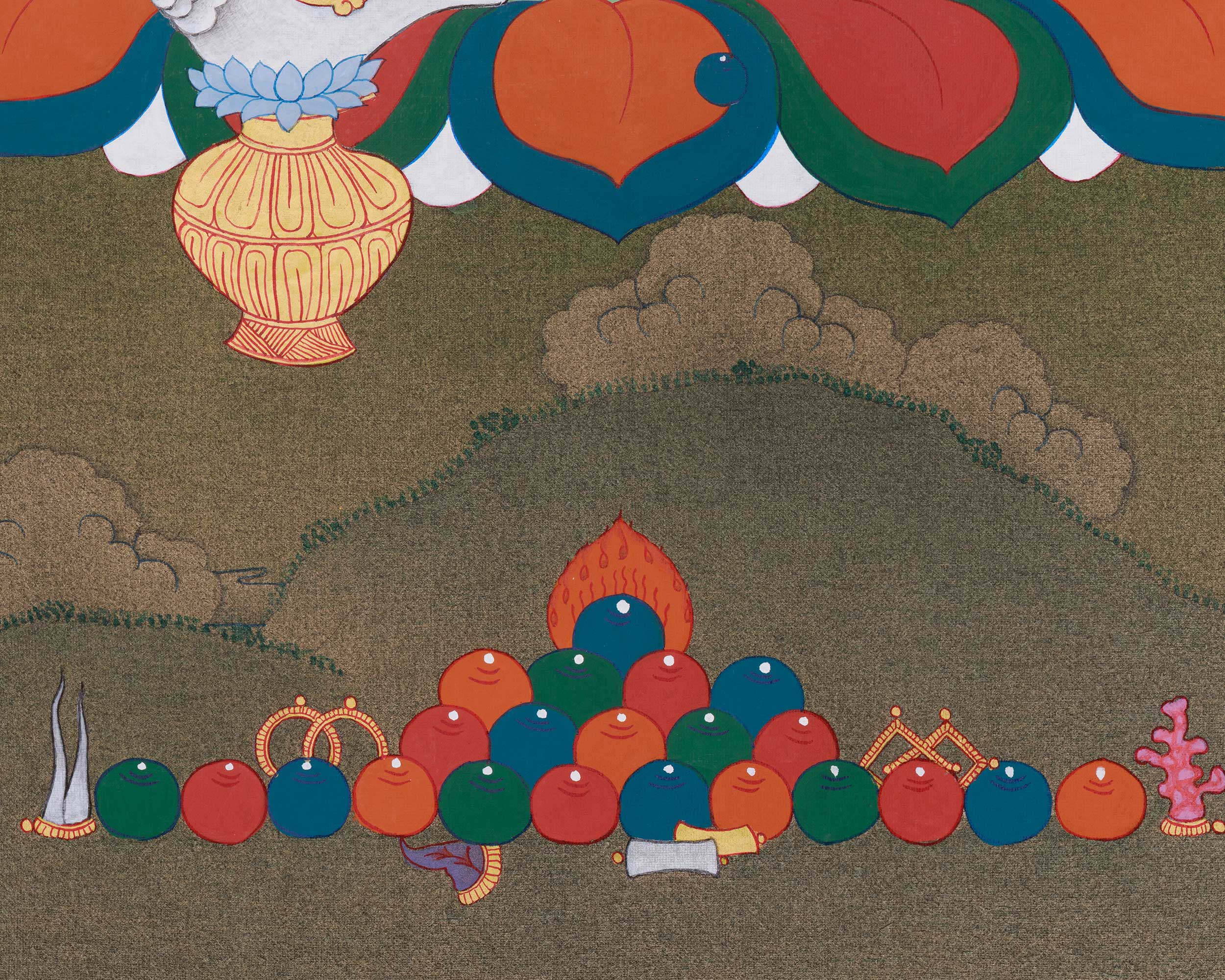 Exquisite Sacred Thangka of Dzambhala | Spiritual Generosity and Protection