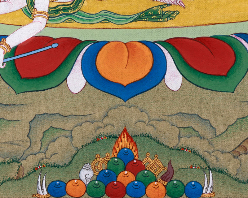 Bhutadamara Bodhisattva Thangka | Tibetan Artwork in Natural Stone Hues