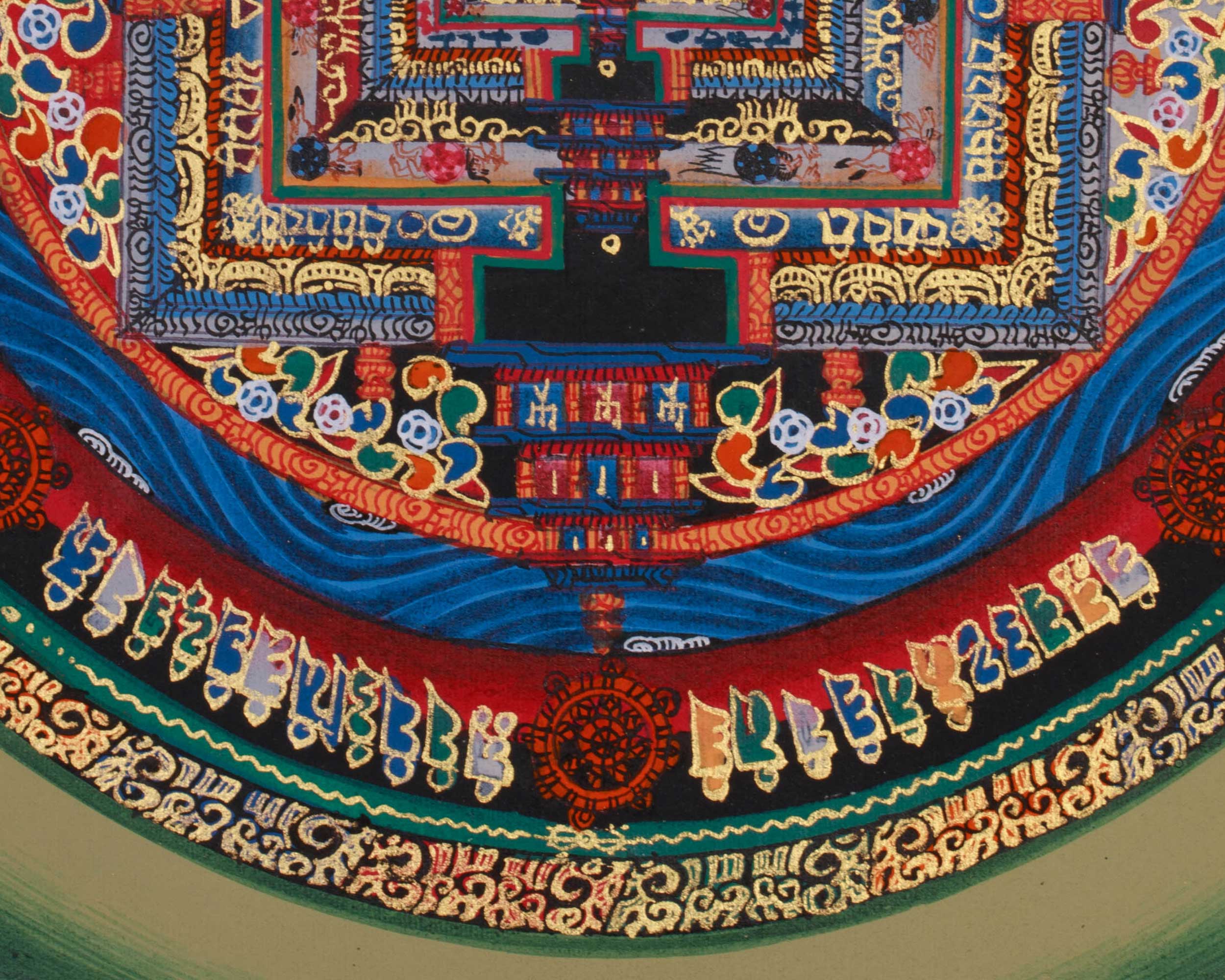 Small Kalachakra Mandala Thangka | Tibetan Art of Time and Cosmic Balance