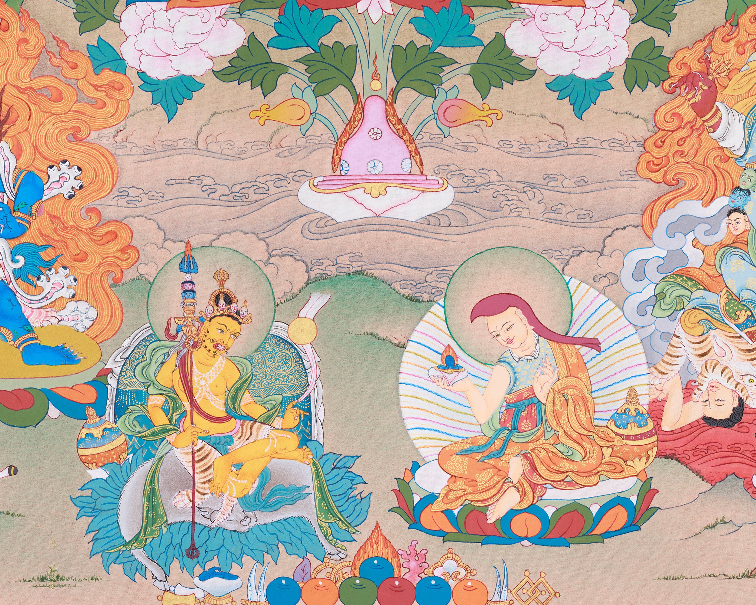 30 Inch Guru Manifestation Thangka | With Mandarva and Yeshe Tsogyal