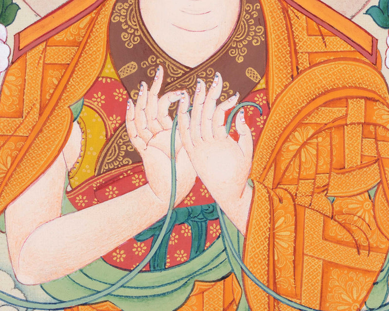 Exquisite Thangka Art Of Je Tsongkhapa | Hand Painted Tibetan Buddhist Artwork |