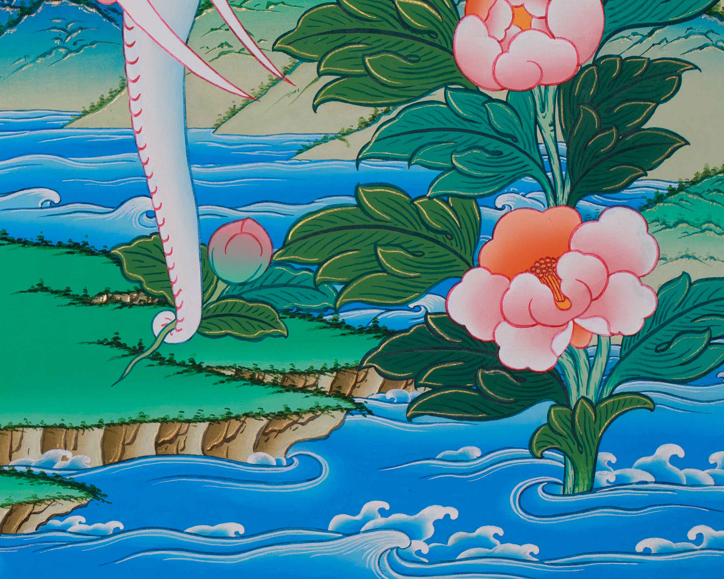 4 Harmonious Friends Painting | Depicting the Four Divine Creatures of Tibetan Buddhism
