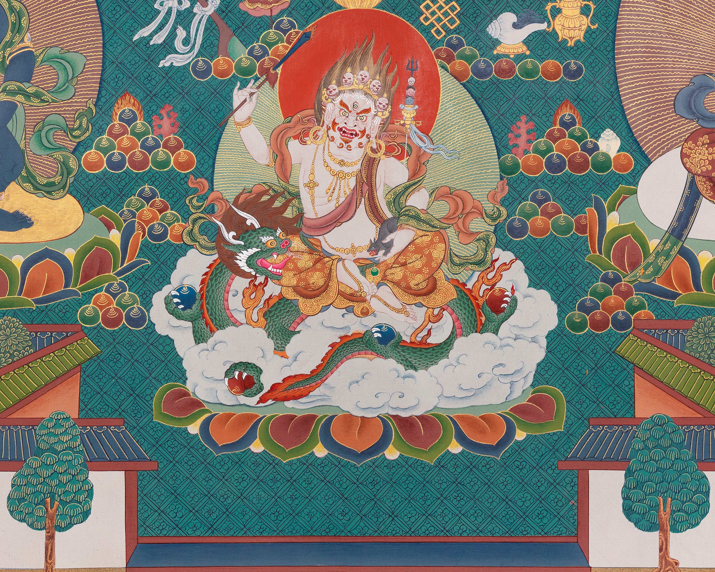 High-Quality Namtoshe with Five Dzambhala Print | Wealth Deities with Protective and Enlightened Figures