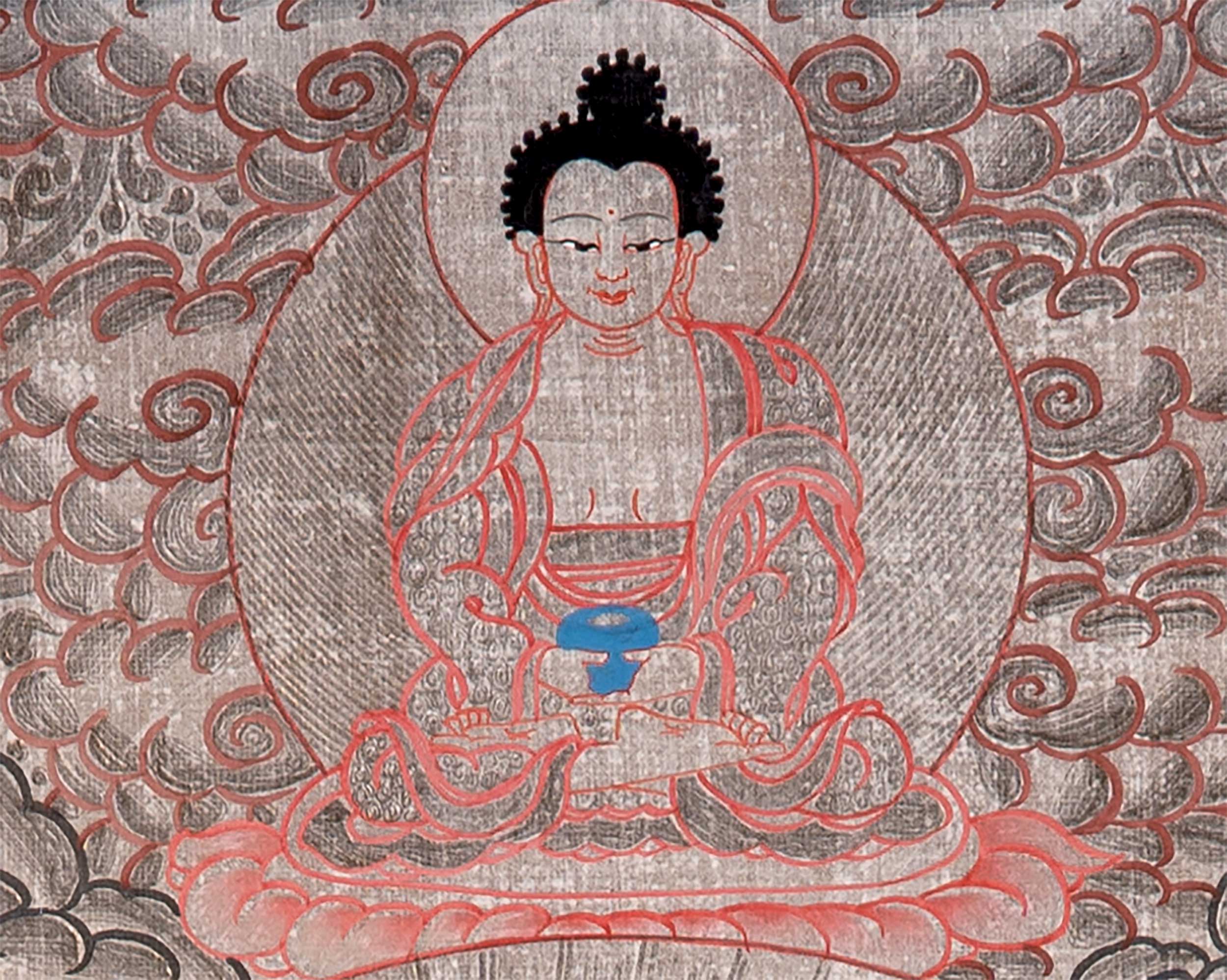 Dzambala Thangka Painting | Brocade Mounted Dzambhala Mantra