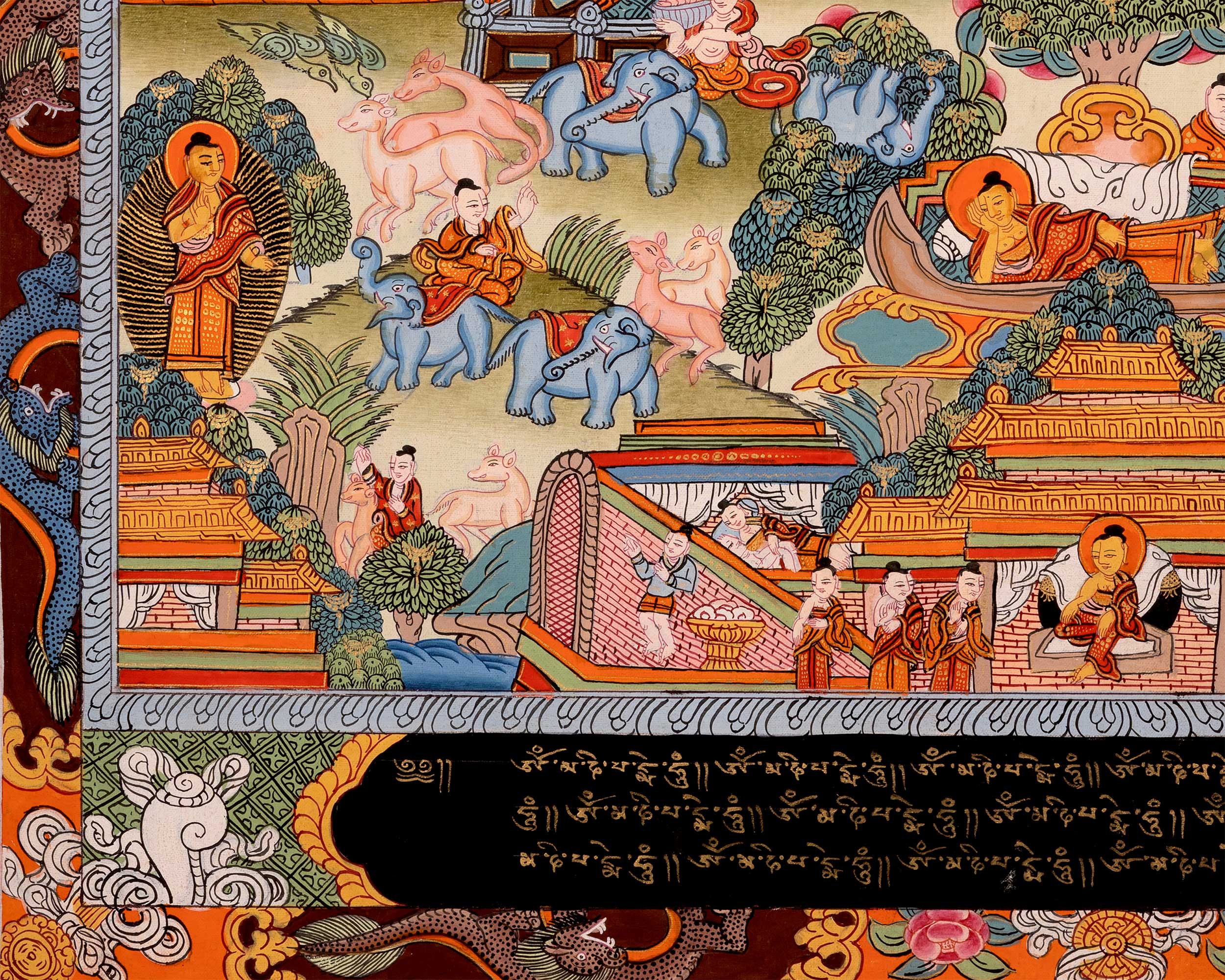 The Life Story of Shakyamuni Buddha Thangka | Journey From Birth to Enlightenment
