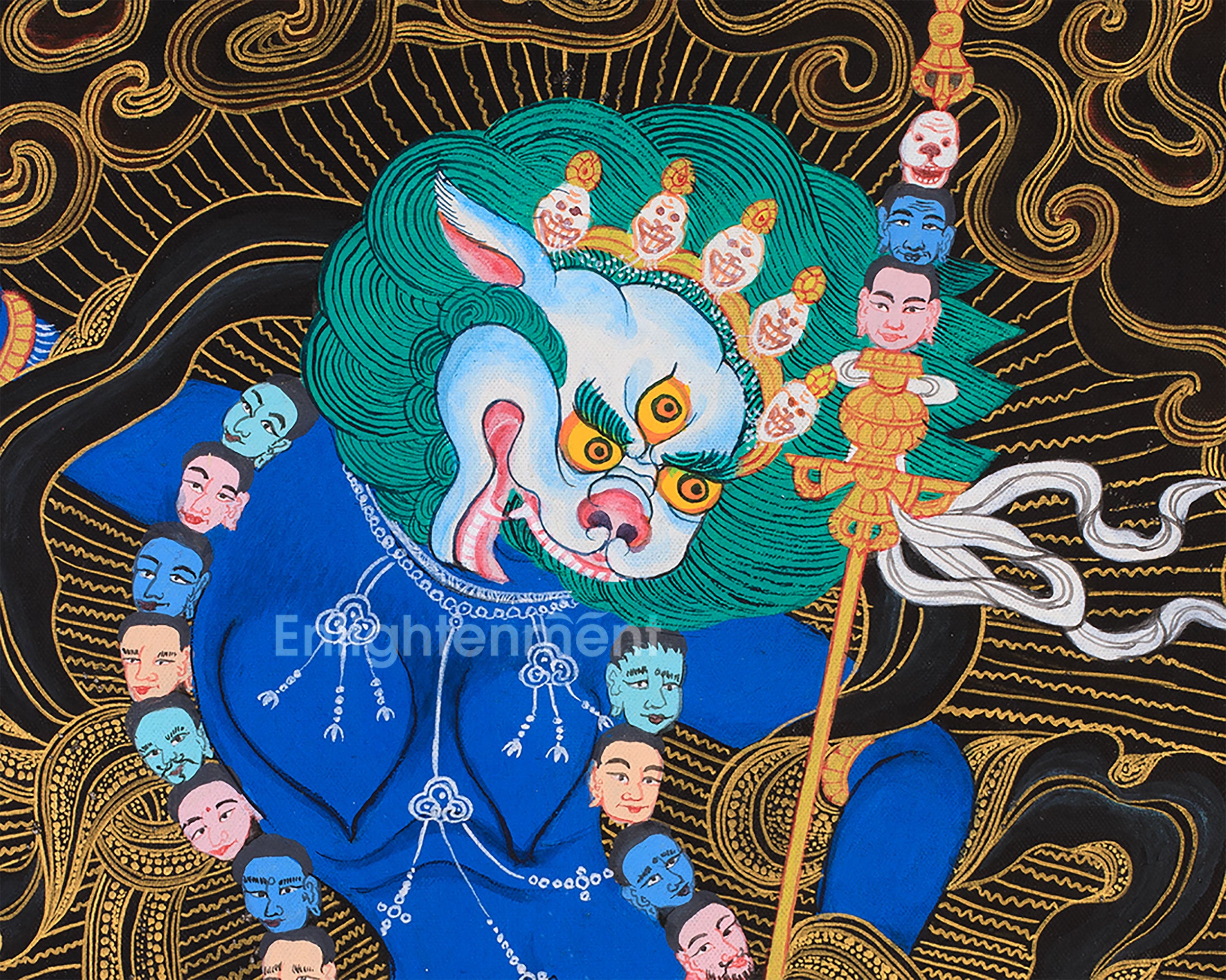 Singhamukha Thangka Art | Fierce Wisdom & Protection