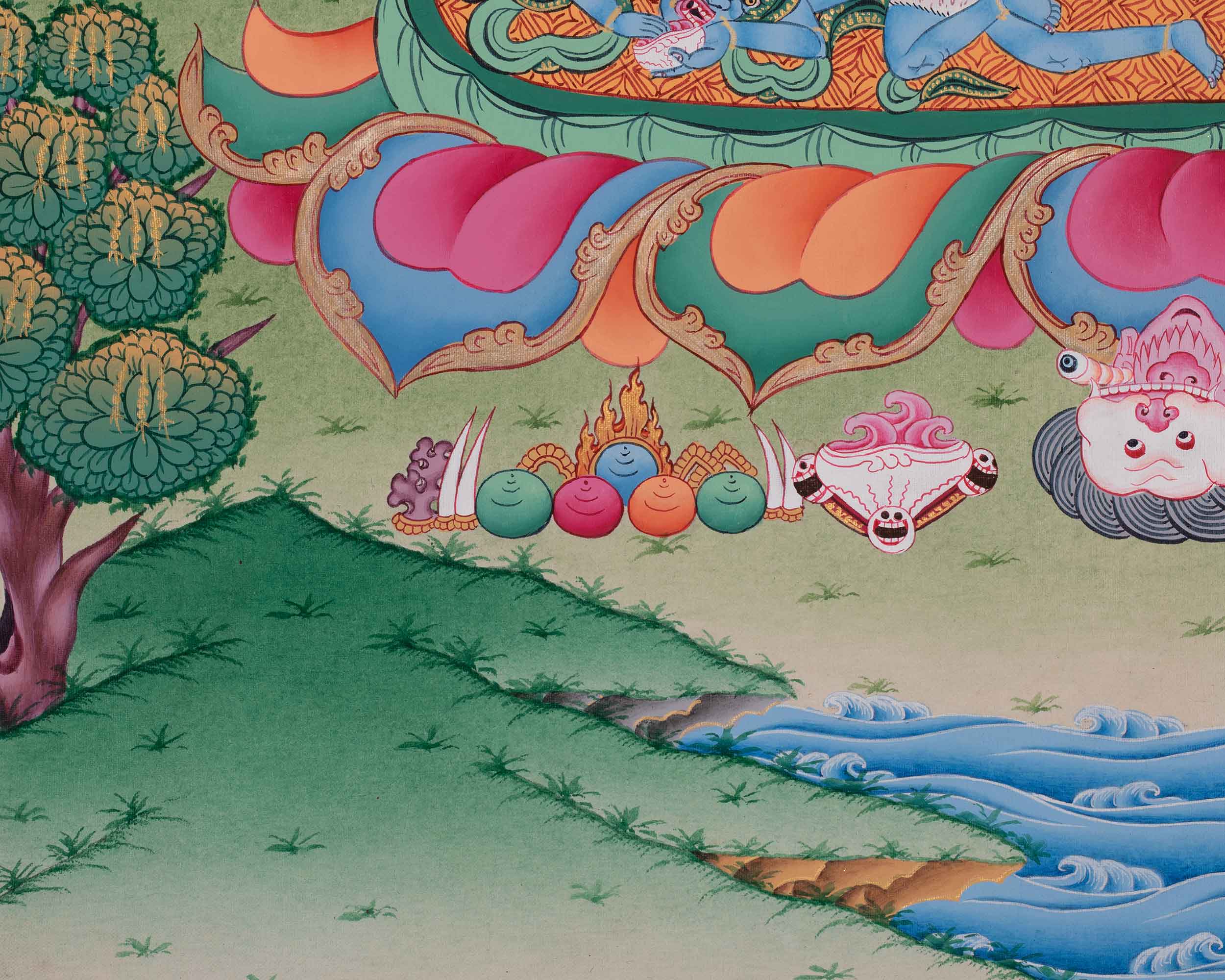 Vajrakilaya with His Consort Thangka | Protection & Spiritual Empowerment
