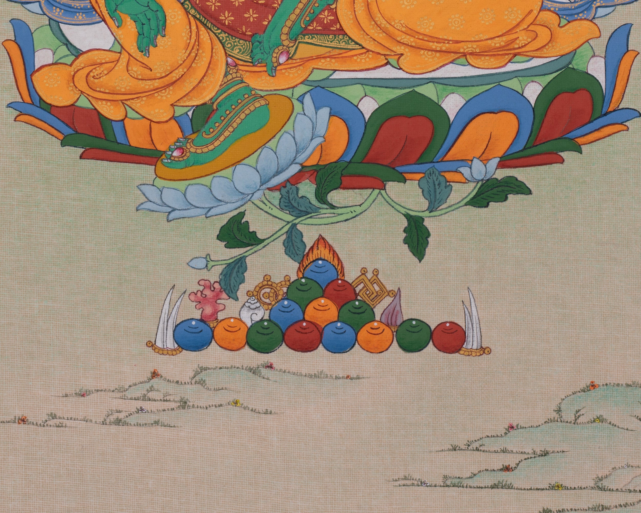 Small Green Tara Meditation Artwork | Buddhist Goddess of Compassion & Protection