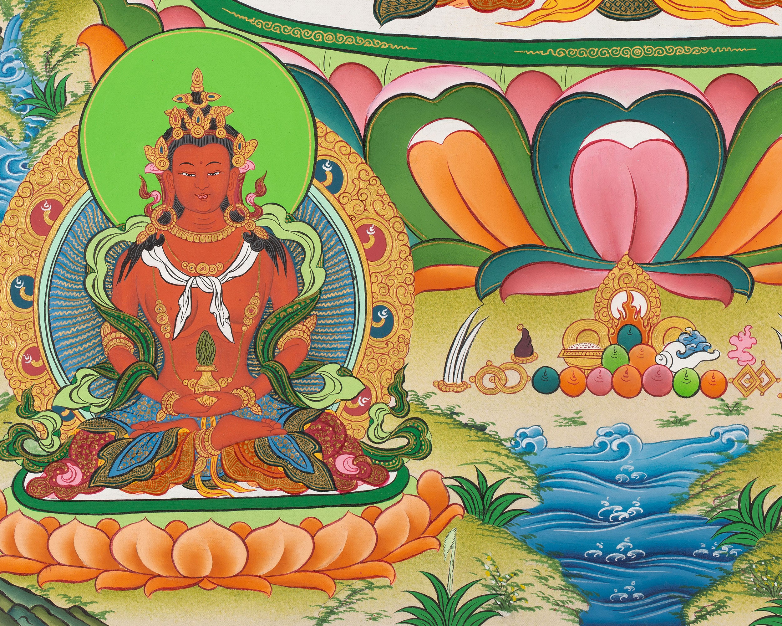 Hand-Painted White Tara (Sita Tara) Thangka | Female Buddhist Deity of Longevity