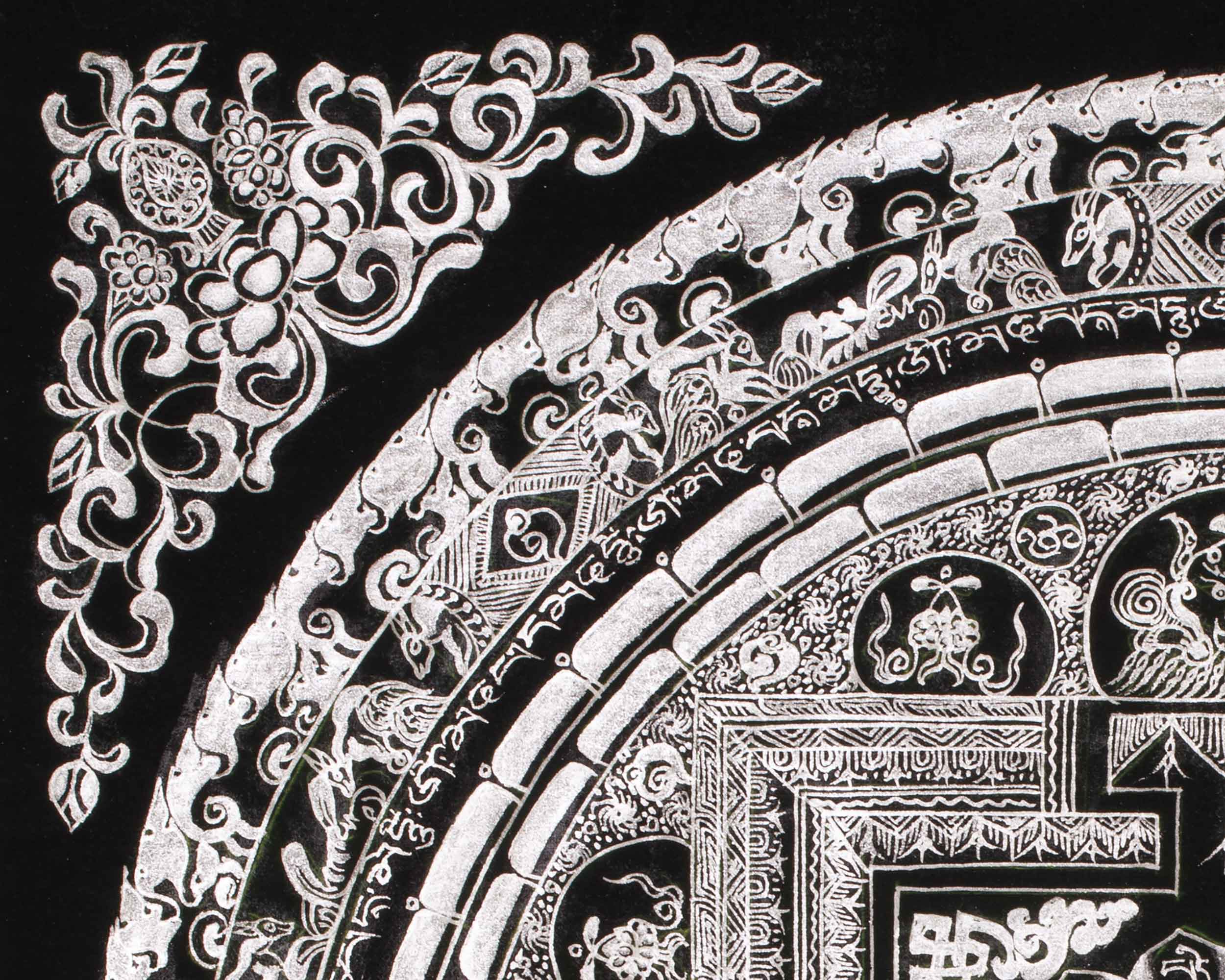 High-Quality Mantra Mandala in Pure Silver | Tibetan Buddhist Symbol for Protection