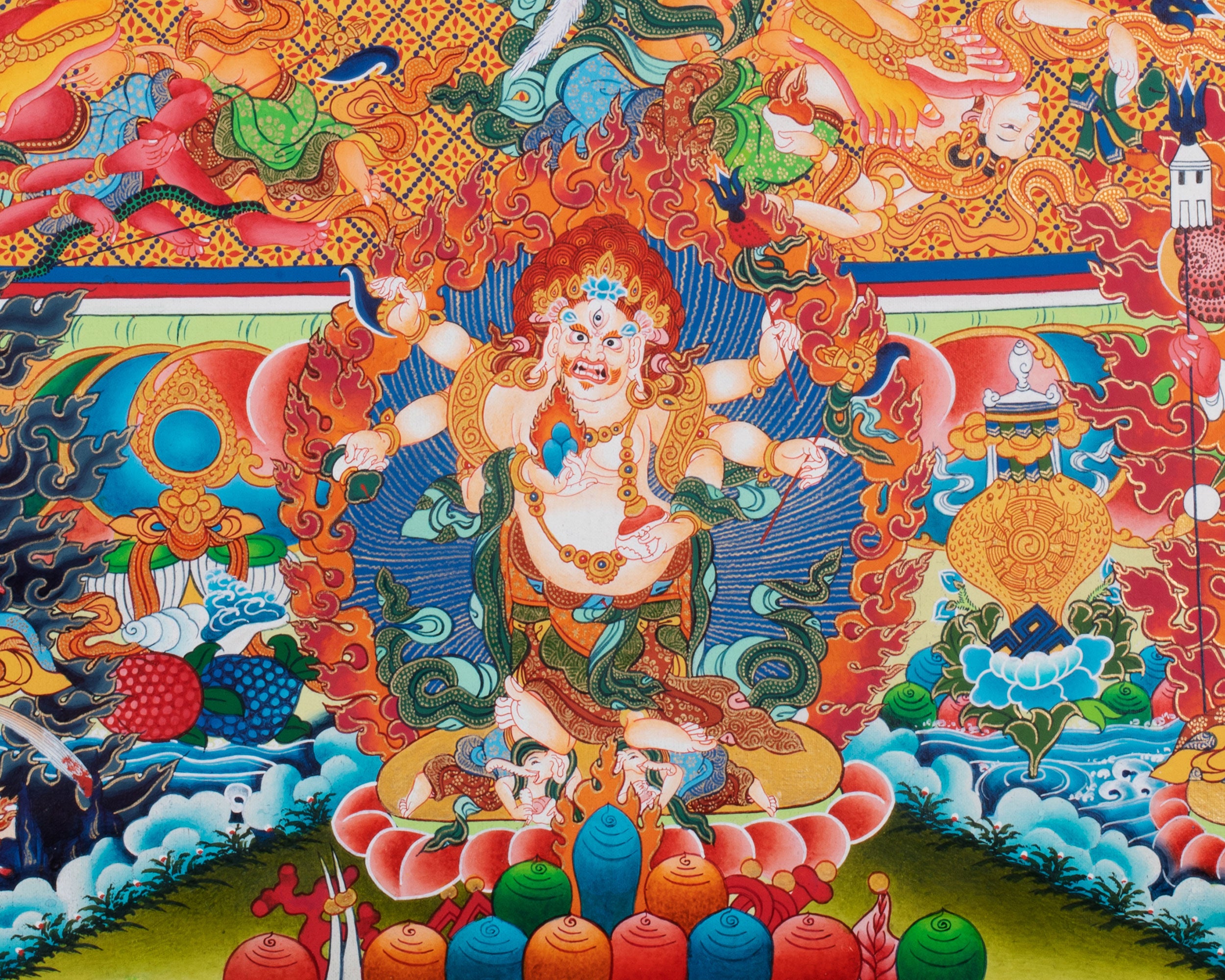 Exquisite Yidam Kalachakra Thangka | Spiritual Awakening with Consort Vishvamata