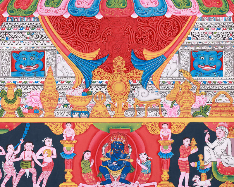 Tibetan Avalokitesvara, Chenrezig Thangka | Enlightened Bodhisattva | Paubha Art