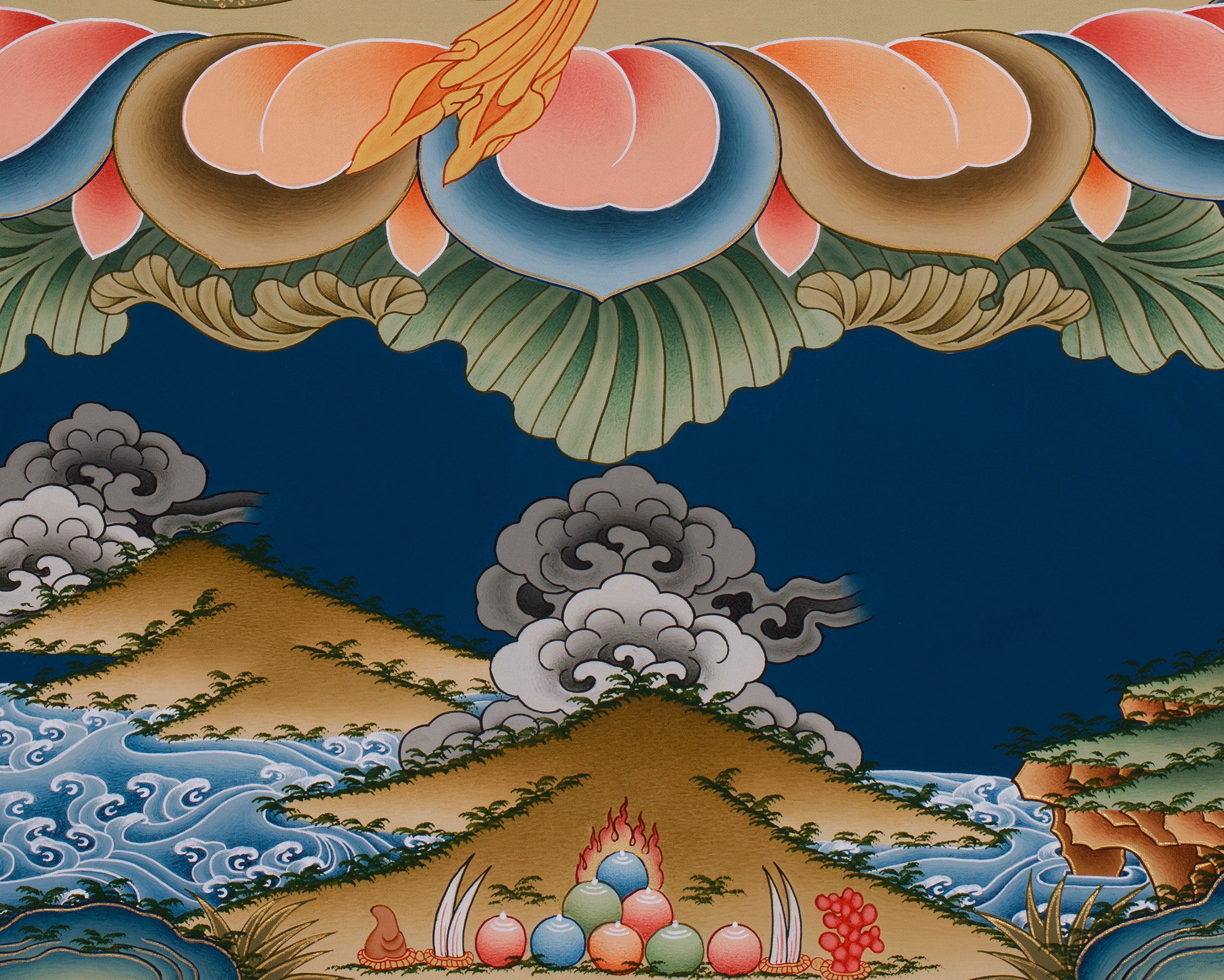 Hand-Painted Bodhisattva Manjushree Thangka | Large Buddhist Artwork of Wisdom Buddha