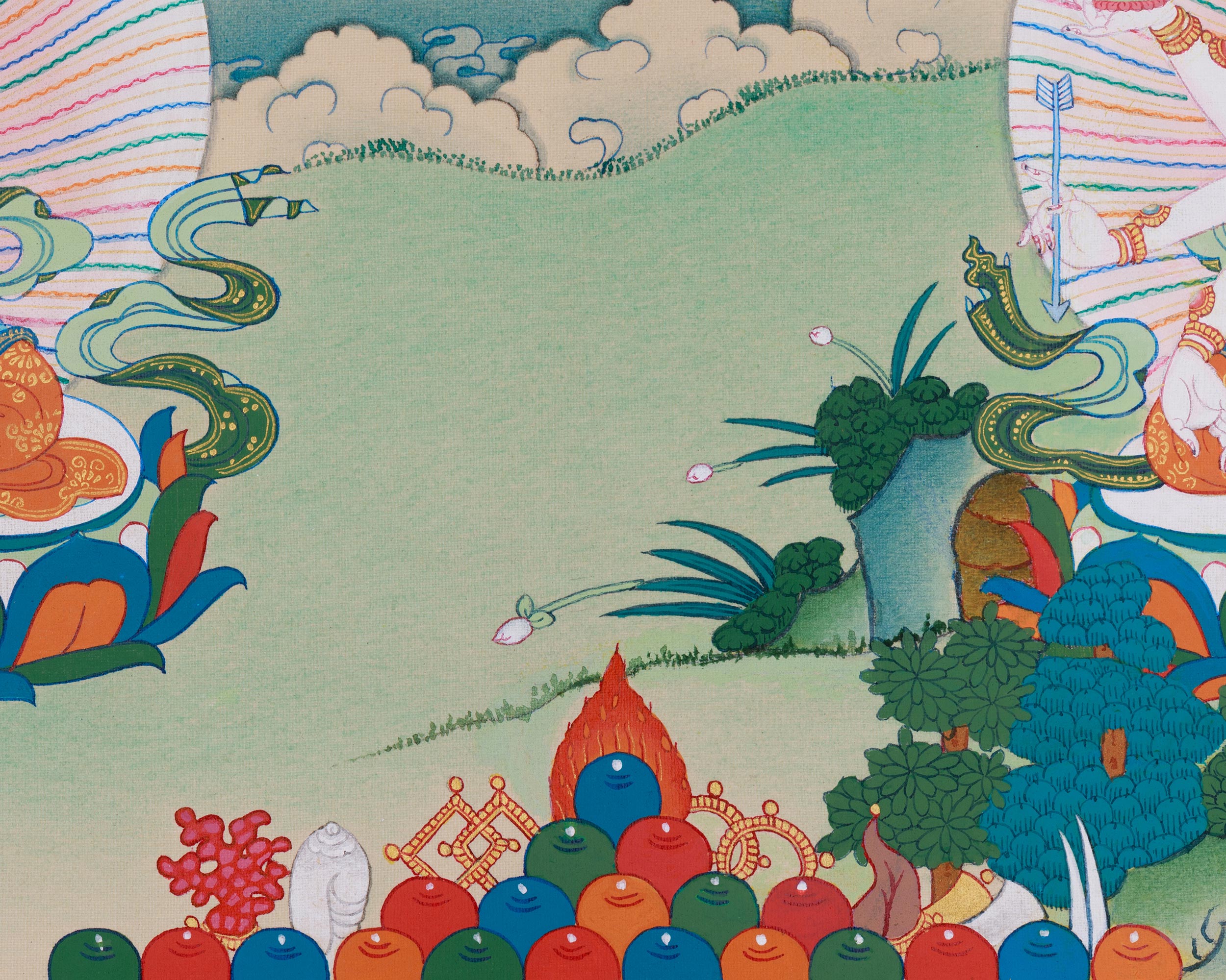 Three Long Life Deities Thangka - White Tara, Amitayus Buddha and Namgyalma