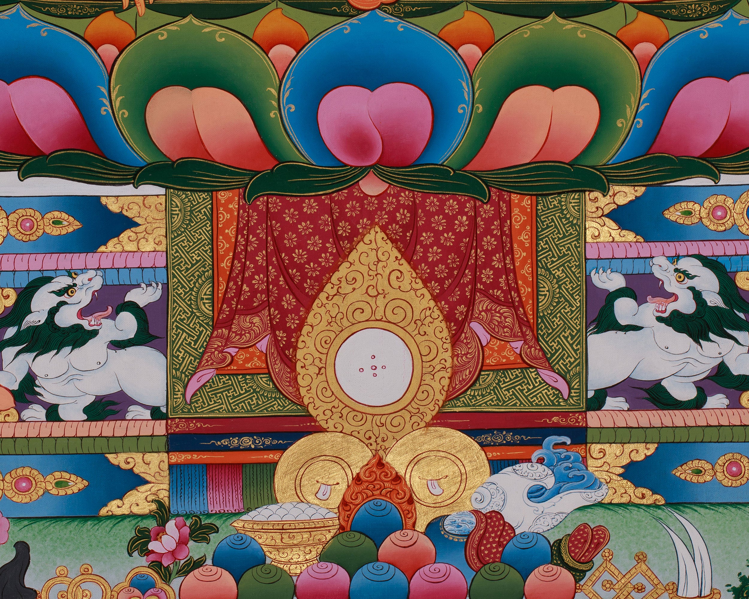 Traditional Buddha Thangka | Shakyamuni in Vajra Posture with Disciples