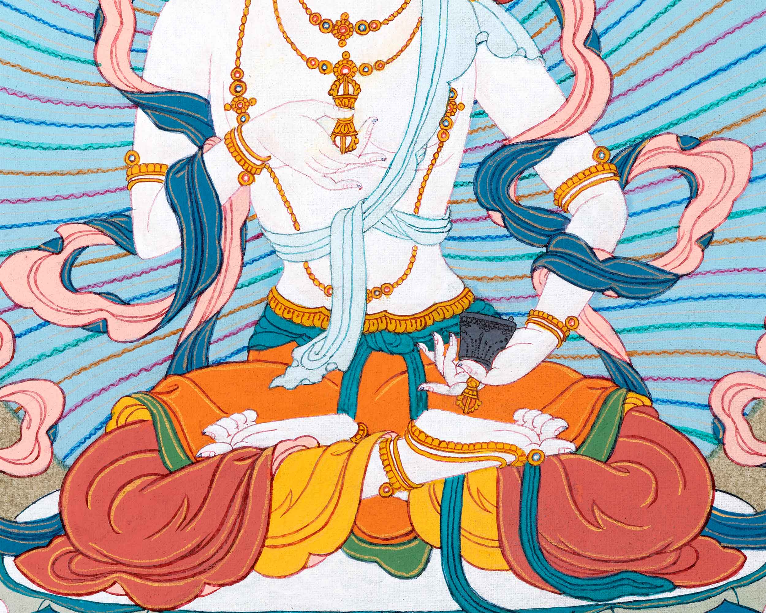 Vajrasattva Thangka in Authentic 24K Gold | Traditional Dorsem Painting | Buddhist Thangka Art