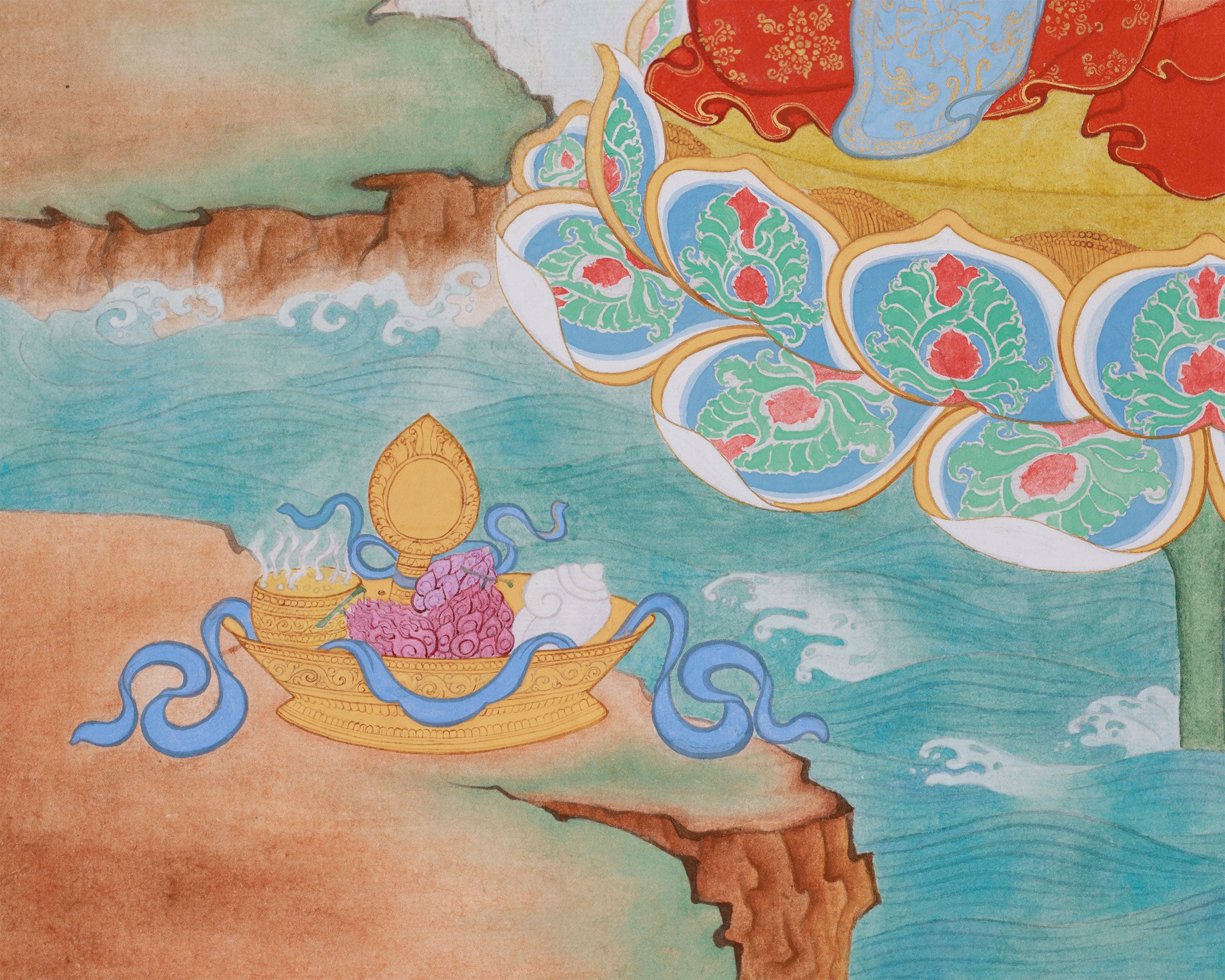 Giclee Canvas Print of Manjushri | Contemporary Fusion of Paubha & Chinese Artistry