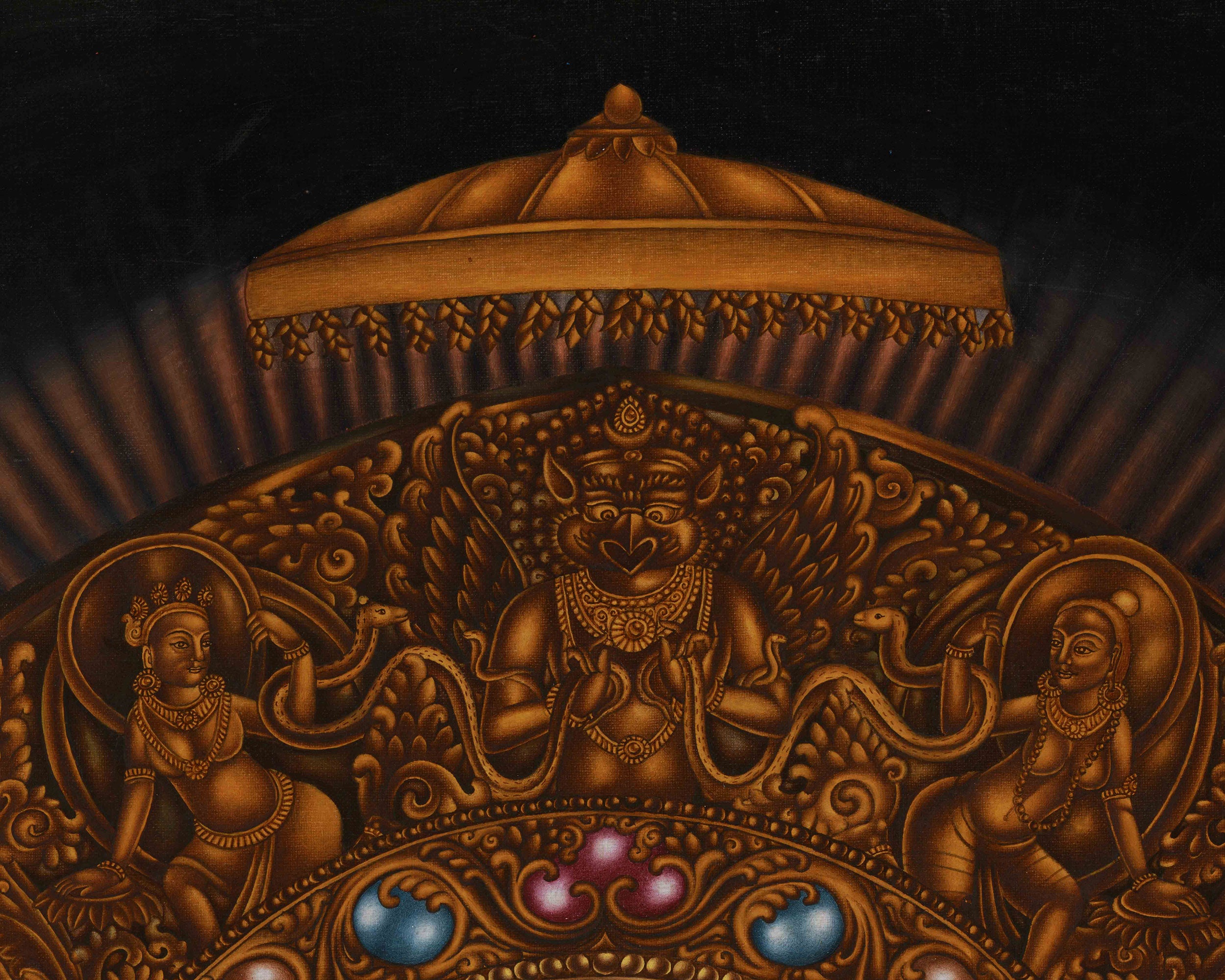 Siddhartha Gautama on Majestic Throne | High-Quality Giclee Canvas Print