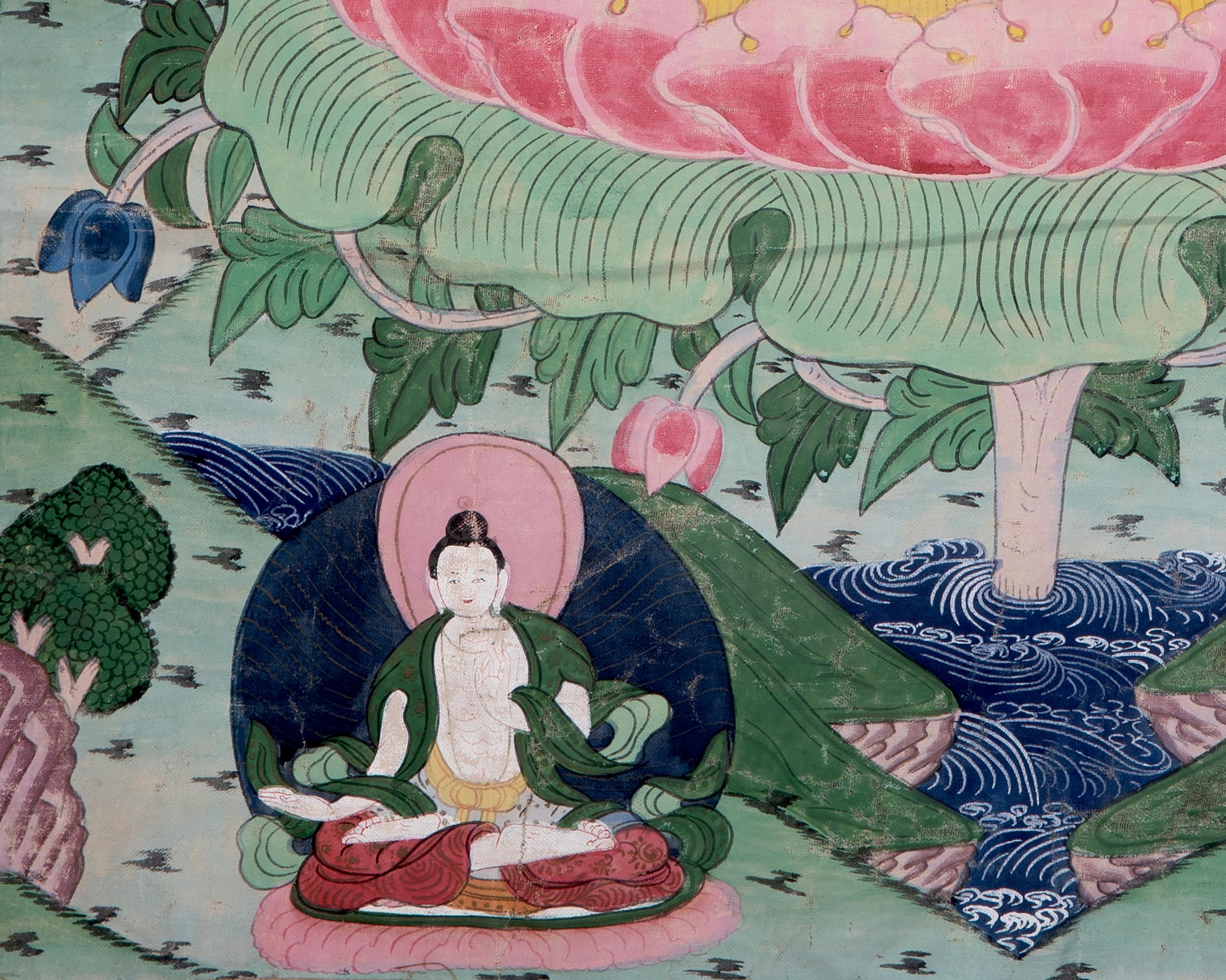 Exquisite Manjushree Thangka | Tibetan Buddha of Wisdom | Brocade Mounted