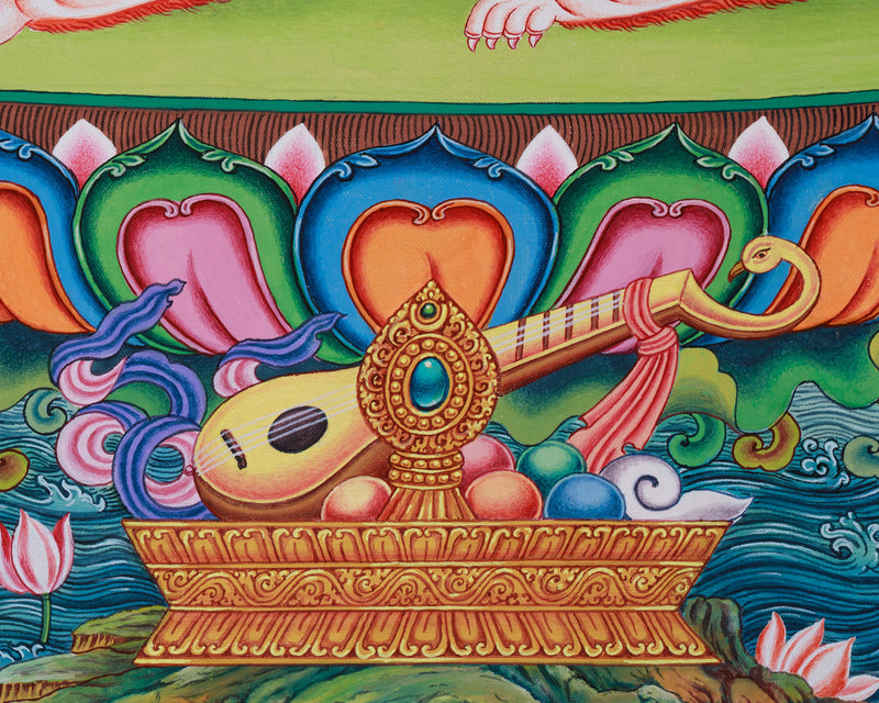 Simhanada Lokeshvara Canvas, The Lion’s Roar of Compassion | Avalokiteshvara With Buddha Amitabha