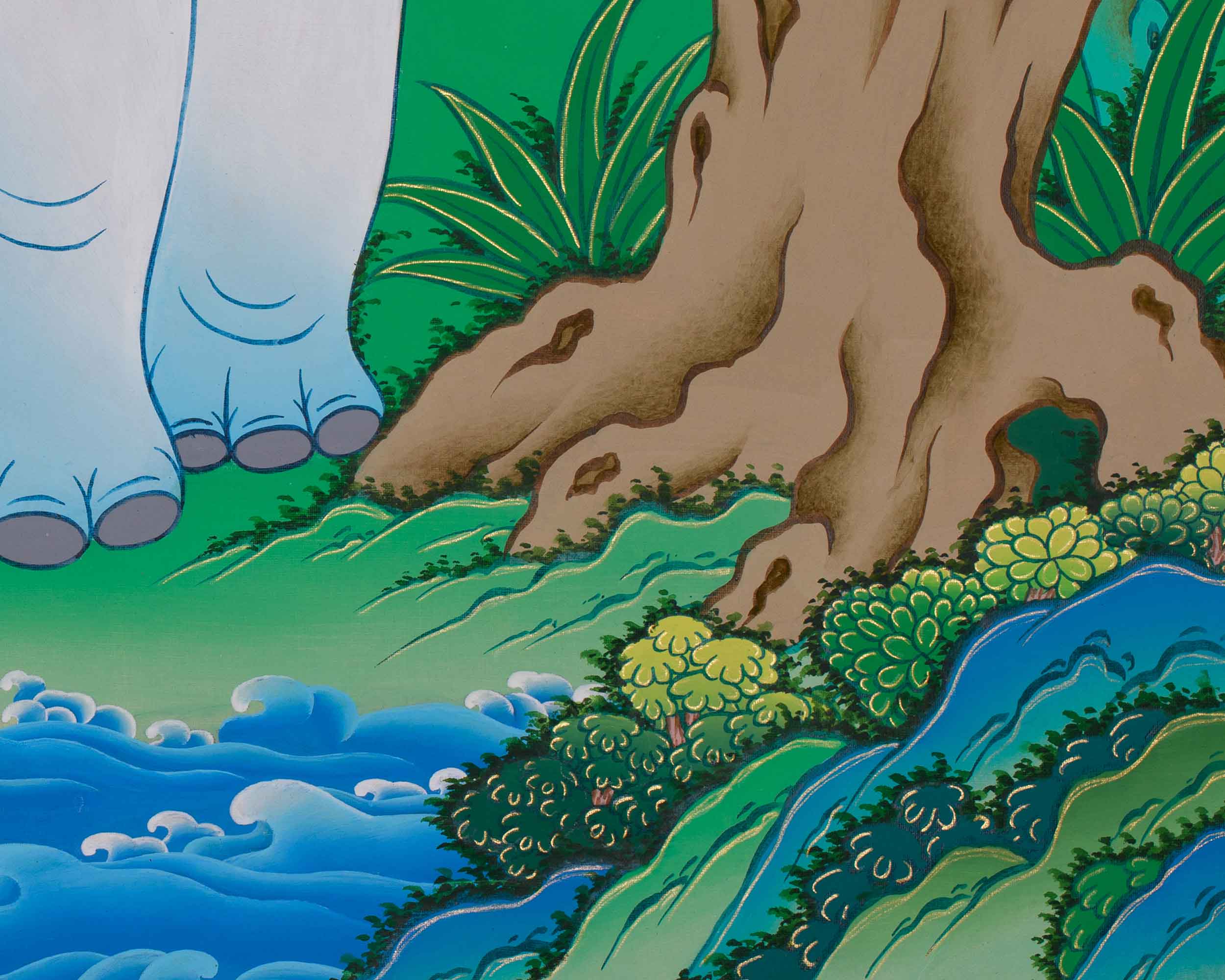 Original Hand-Painted 4 Harmonious Animals | Tibetan Art of Unity & Balance