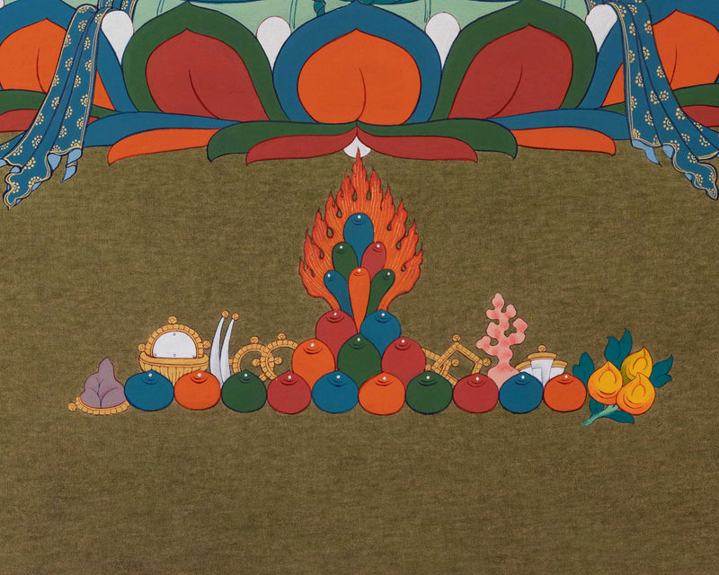 Manjushri, A Traditional Karma Gadri Thangka of Wisdom Buddha