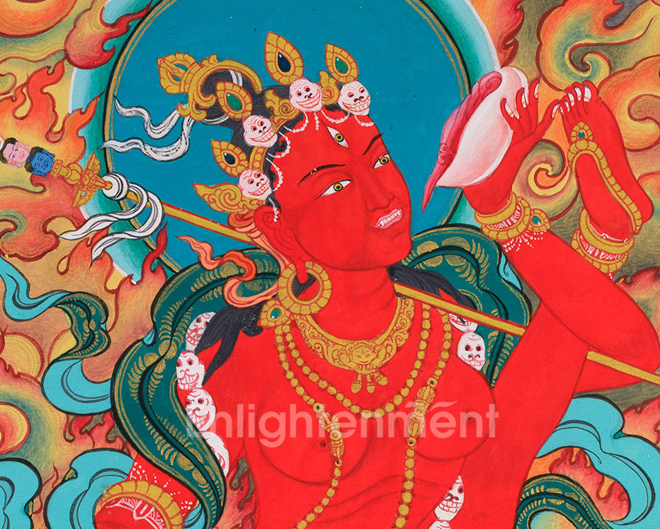 Tibetan Vajrayogini Thangka Art | Sacred Deities, Manjushri & Green Tara for Enlightenment & Protection