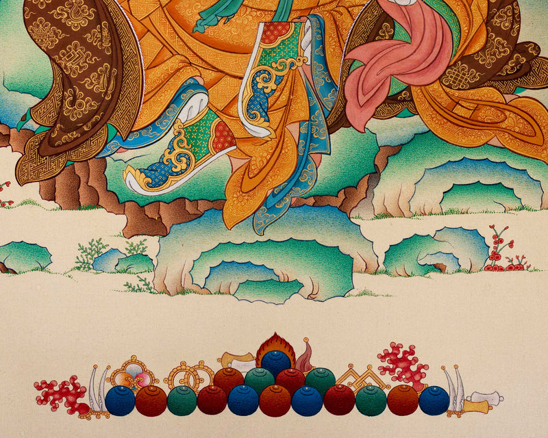 Sacred Lotus Master Guru Rinpoche Thangka | Traditional Lhasa's Stone Pigments | Sacred Tibetan Art